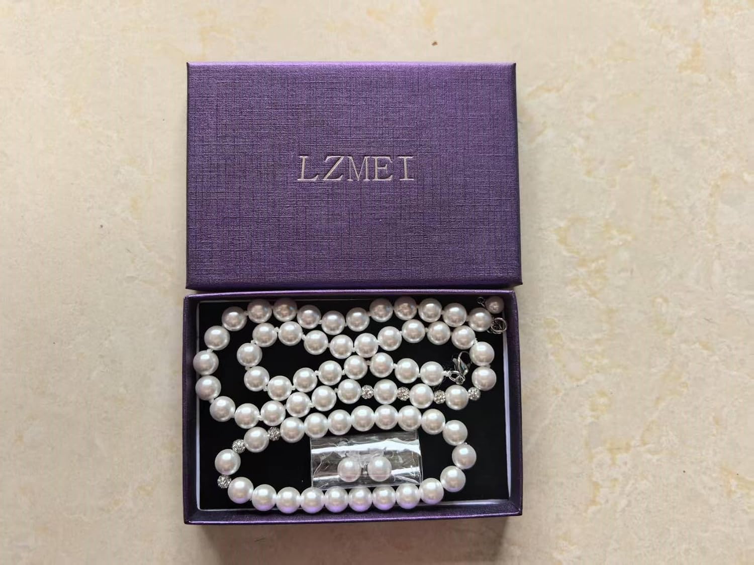 White 8mm Glass Pearls Necklace Bracelet Earring Jewelry 3 Set Wholesale for Women Little Girls
