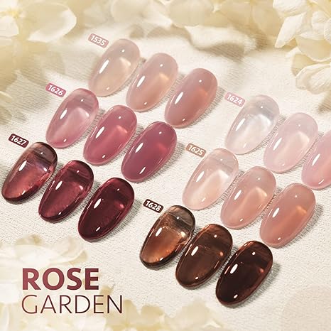 GAOY Rose Garden Jelly Gel Nail Polish Set - 6 Sheer Nude & Pink Colors