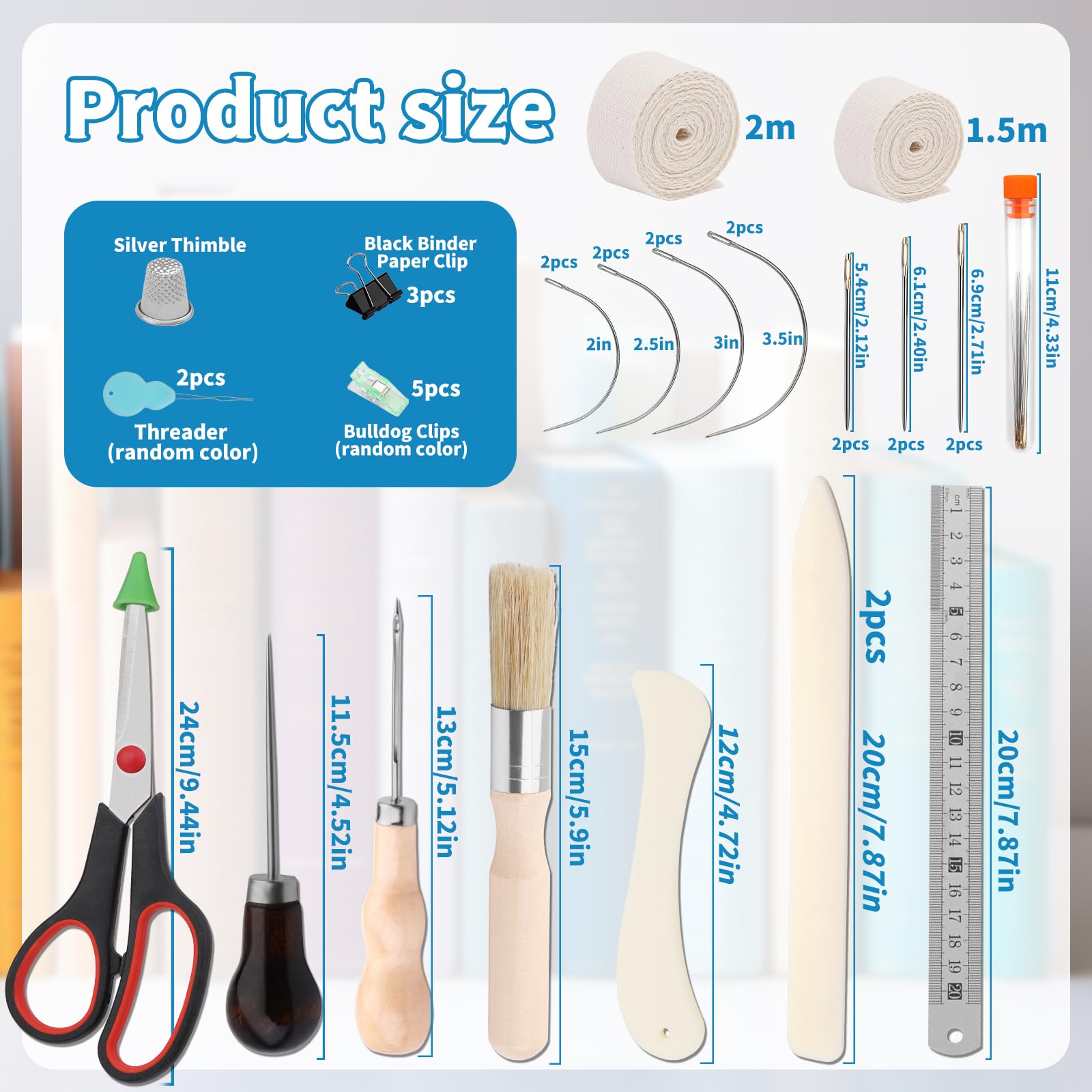 Axmru 41 Pcs Book Binding Kits Bookbinding Tools Book Binding Materials, 3 Pcs Bone Folder Paper Creaser - Image 2