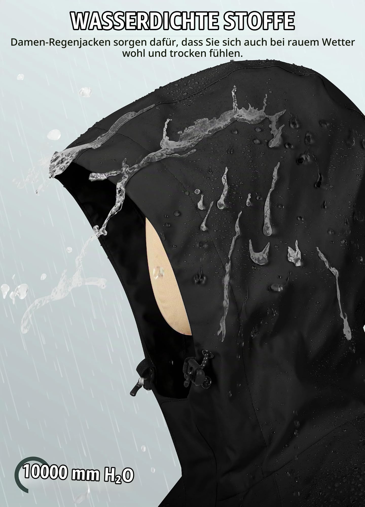 ATLASLAVA Regenmantel Damen Regenjacke wasserdicht Lang mit Kapuze Gefütterte Mantel Windbreaker Leicht Outdoor Jacke S-3XL