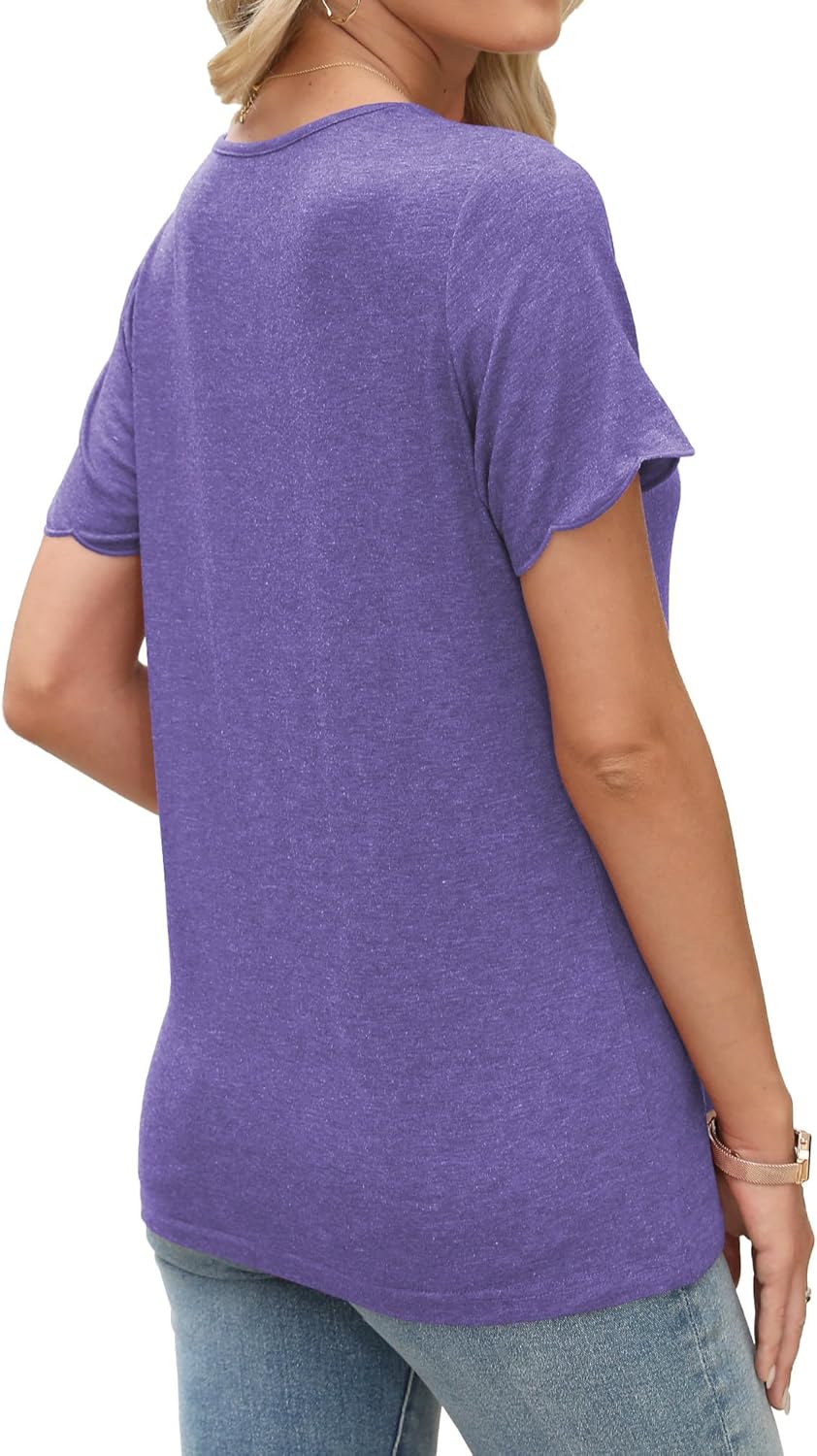 JomeDesign Womens Short Sleeve Tops V Neck Dressy Casual Loose Fit Shirts Summer Vacation Blouses 2026 Trendy Clothes - Image 4