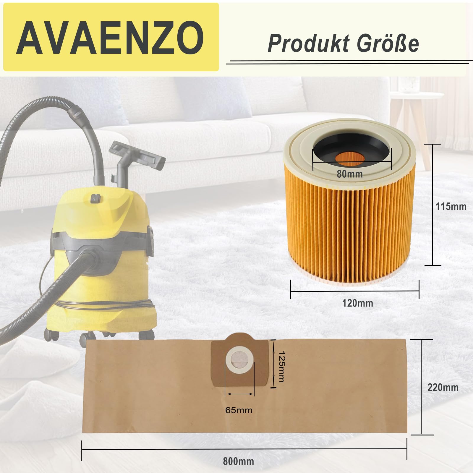 12 sztuk worków do odkurzacza 1 sztuka filtr nabojowy do odkurzacza Kärcher WD3 WD3 Premium MV3 SE 4001 SE 4002 WD3.200 odkurzacz, zamiennik do odkurzacza 6.959-130.0, 6.414-552.0