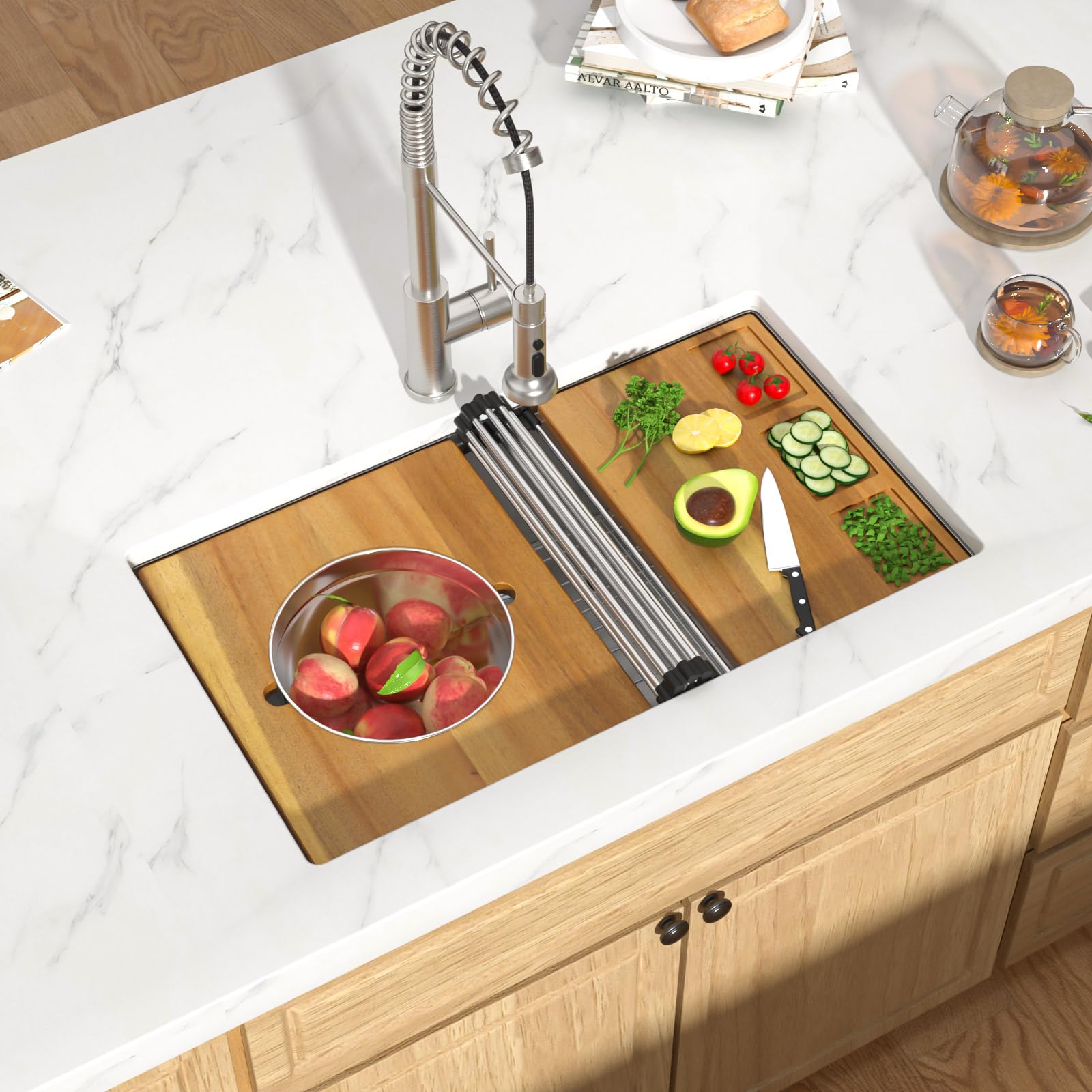 Talllor 32 Inch Undermount Kitchen Sink with Mixing Bowl