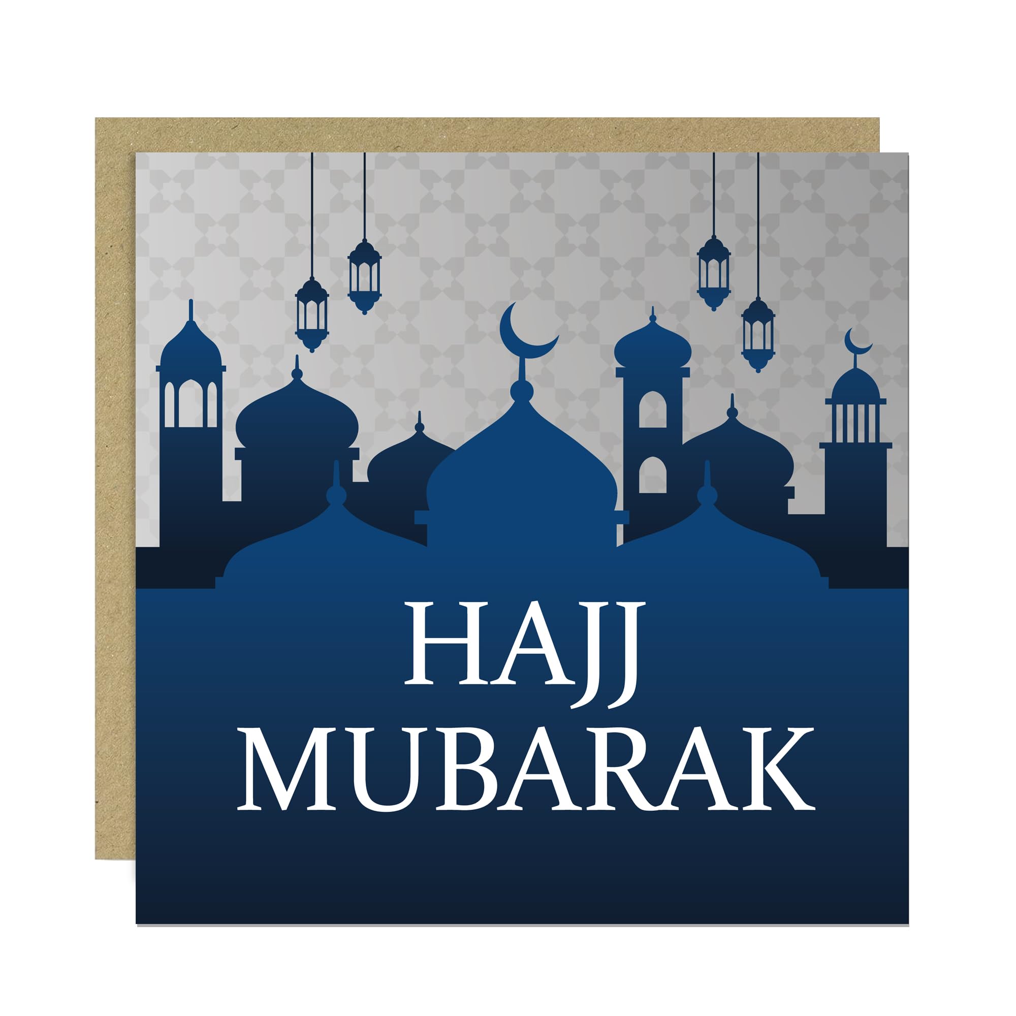 RED OCEAN Hajj Mubarak Blessings Card Dua Kaaba Muslim Islamic Cards 145x145mm Card With Envelope Eid Ramadan For Men Women Friends Family Kids