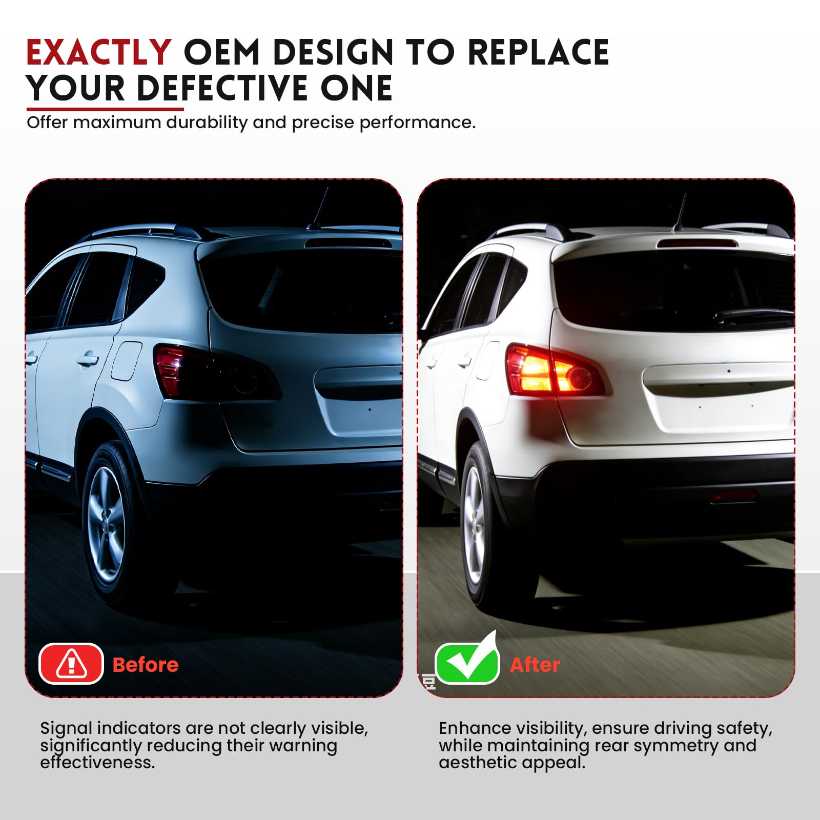 Fanale Posteriore Compatibile con Nissan Qashqai. Luce Freno Posteriore se utilizzata per Qashqai 5 e 7 posti 2010-2014 26555BR00A ULT115003