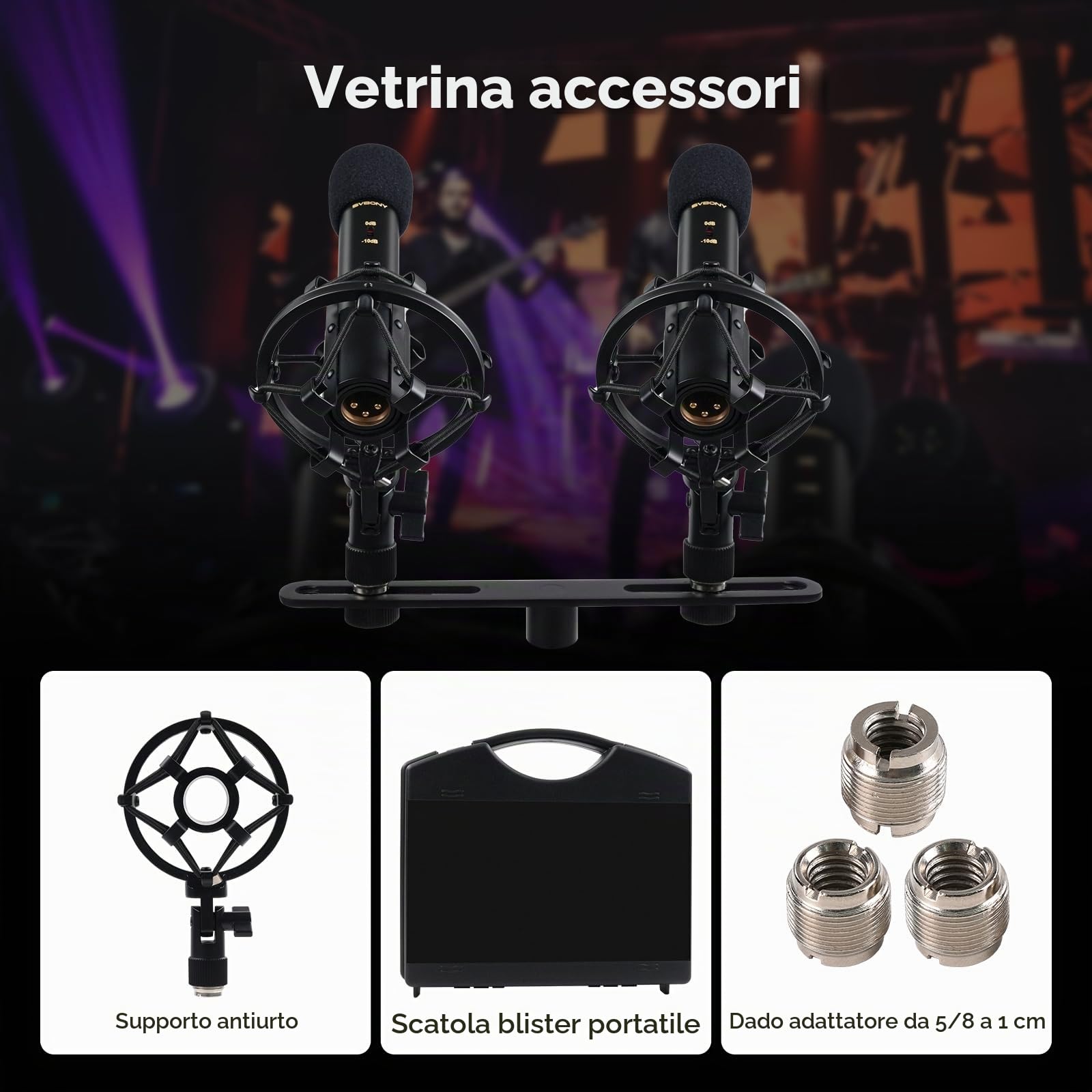 SVBONY SVMic M1 Microfono Dinamico Cardioide per Registrazione Strumenti | Kit Microfono a Condensatore Stereo Professionale con Attenuazione 10dB, XLR a 3 pin, Filtro Passa-Basso 100Hz&SNR 78dB