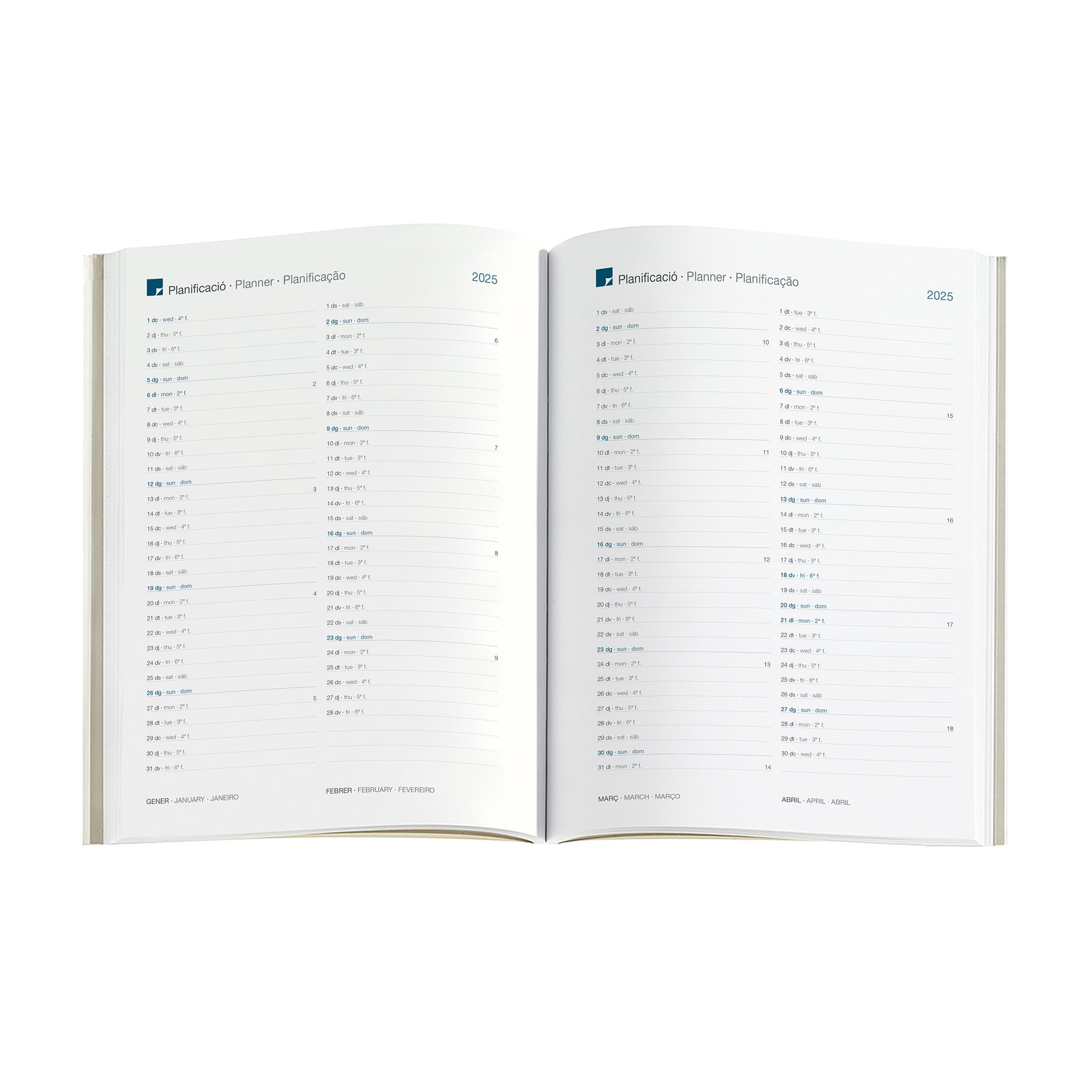 Miquelrius, 2025 Diary, 155 x 213 mm, Day Page Agenda, Laminated Cardboard Cover, Spiral, Elastic Closure, Paper 80 g/m² - Image 3
