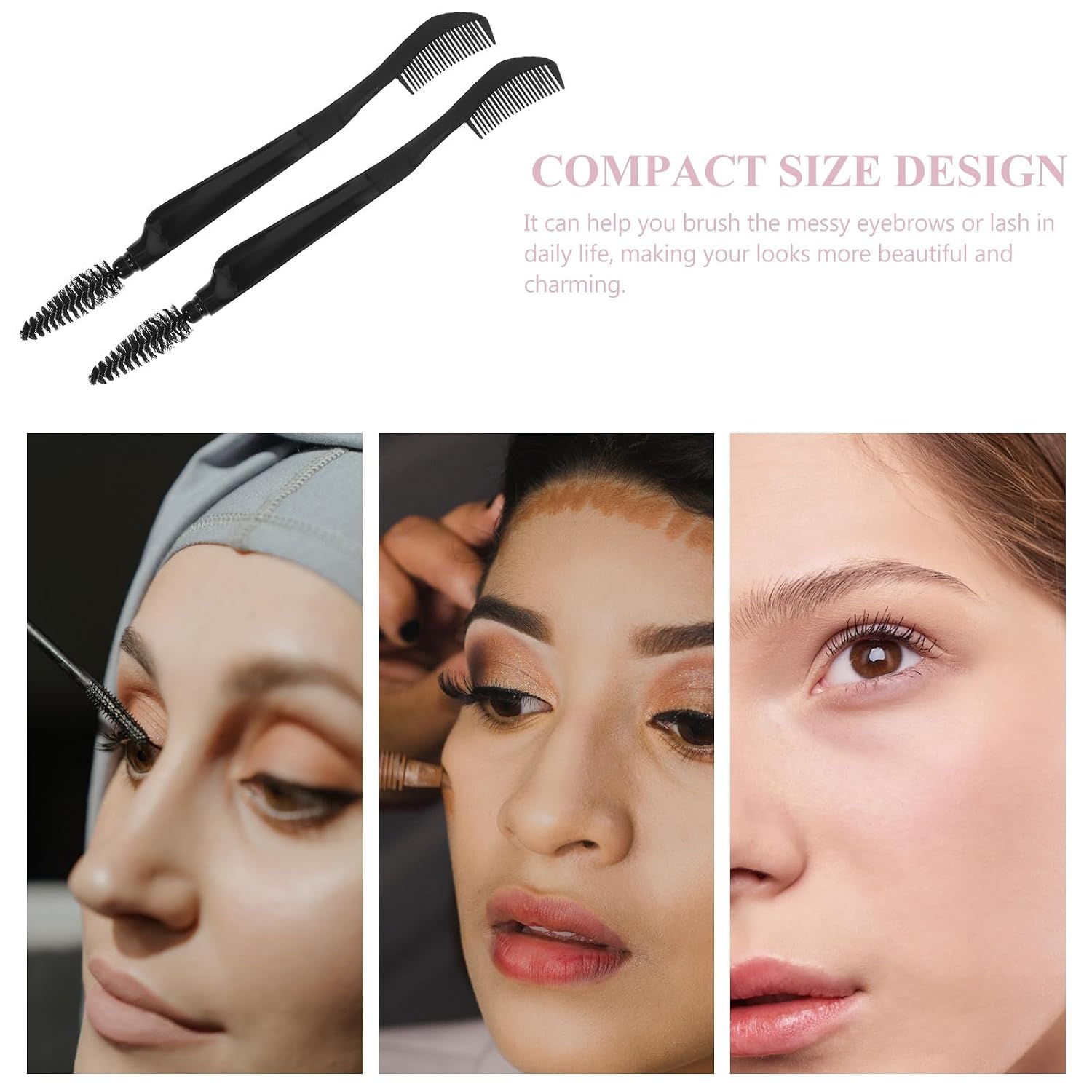 10pcs Double End Eyebrow and Eyelash Brush Set, Black Dense Lash Comb and Mascara Separator Tool for Precise Eye Makeup Grooming, Women’s Professional Brow Styling Accessories