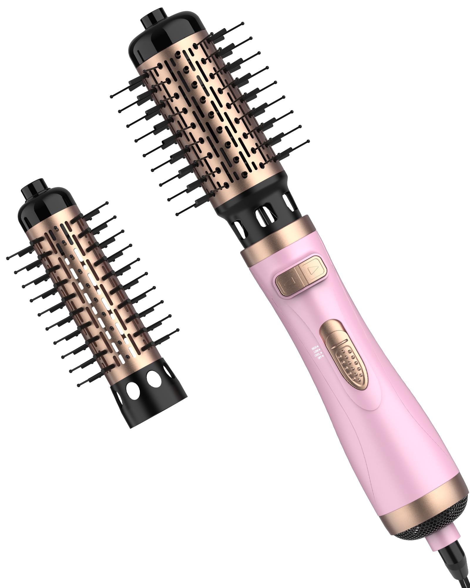 ANWA Rotating Hair Dryer Brush Spinning with 2 Detachable Brushes(1.5"& 2"), 3-in-1 Hot Air Rotating Hair Dryer Brush One-Step Styling