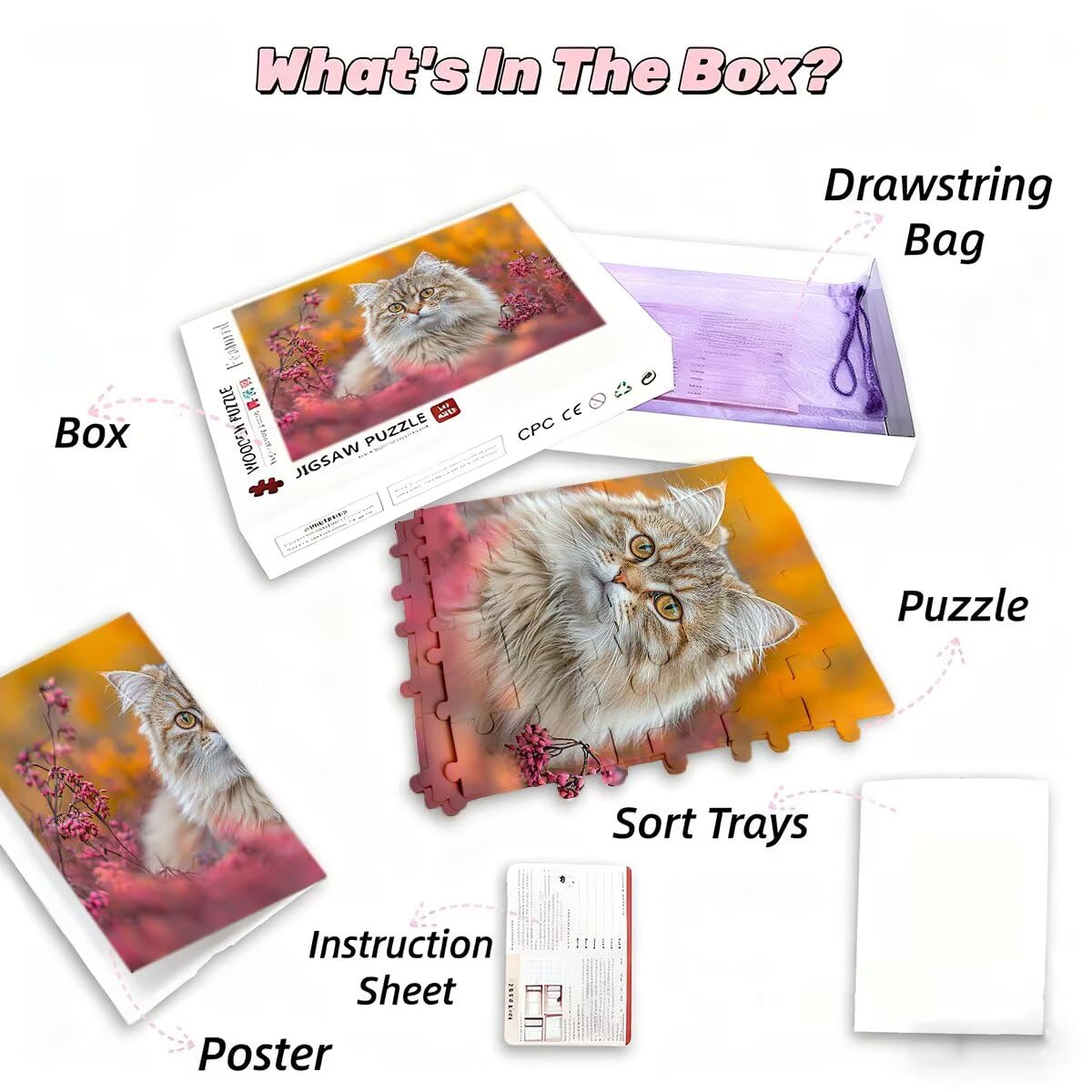 Puzzle 5000 sztuk kot puzzle roślina wymiary 156 x 105 cm puzzle dla dorosłych kreatywna rozrywka, śmieszne klasyczne puzzle zabawki edukacyjne dekoracja oryginalne prezenty dla kobiet L-46