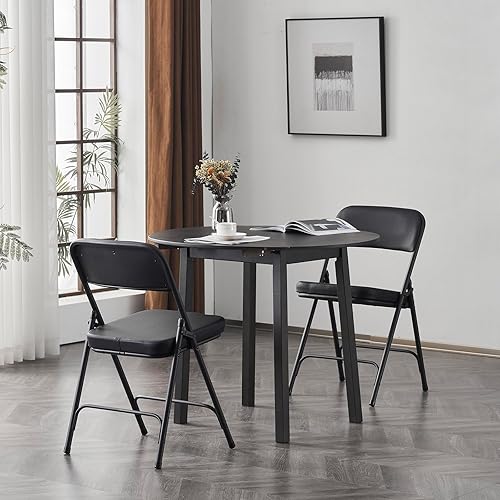 Miniatura 2 de Paquete de 2 sillas acolchadas plegables de metal, sillas plegables de piel sintética, cómodas sillas de fiesta para exteriores e interiores, silla