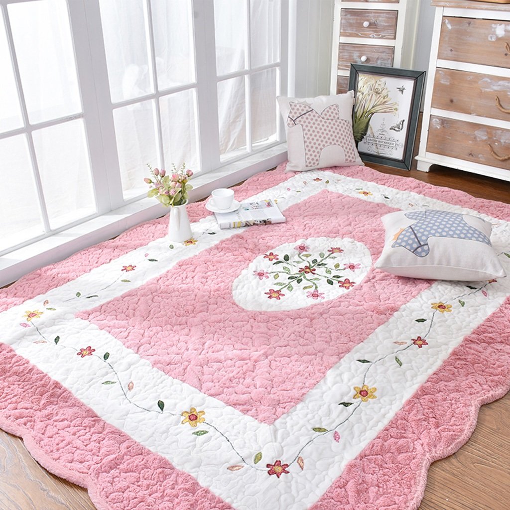 Tapis de salon rose ultra doux et antidérapant pour chambre