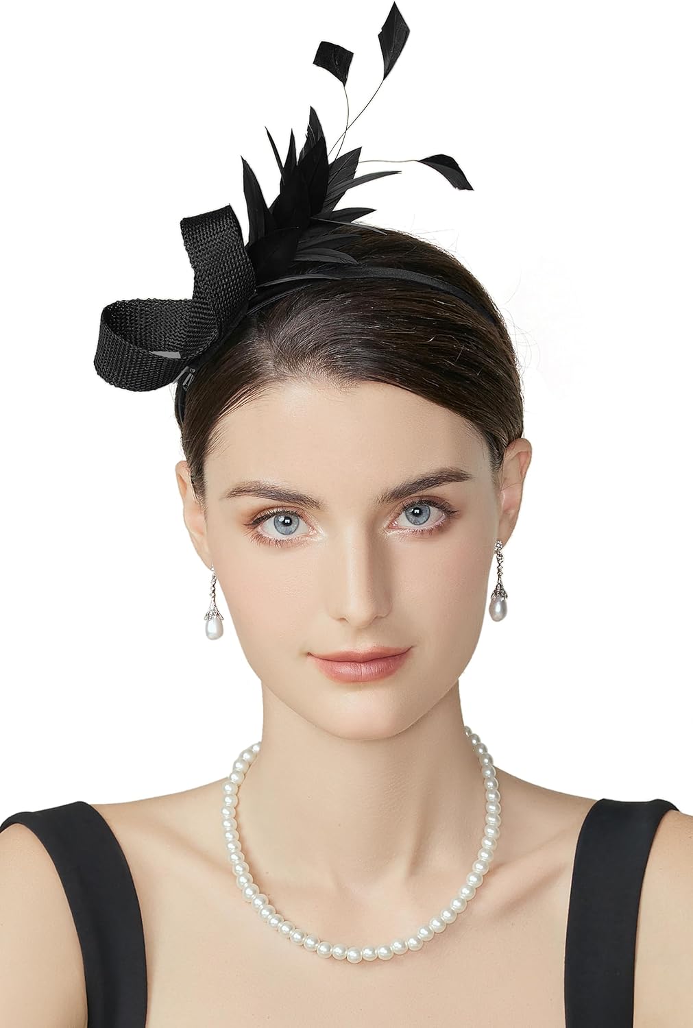 BABEYOND Fascinator Headband for Women - Tea Party Headpiece Kentucky Feather Fascinators Bridal Wedding Ribbon Hair Clip