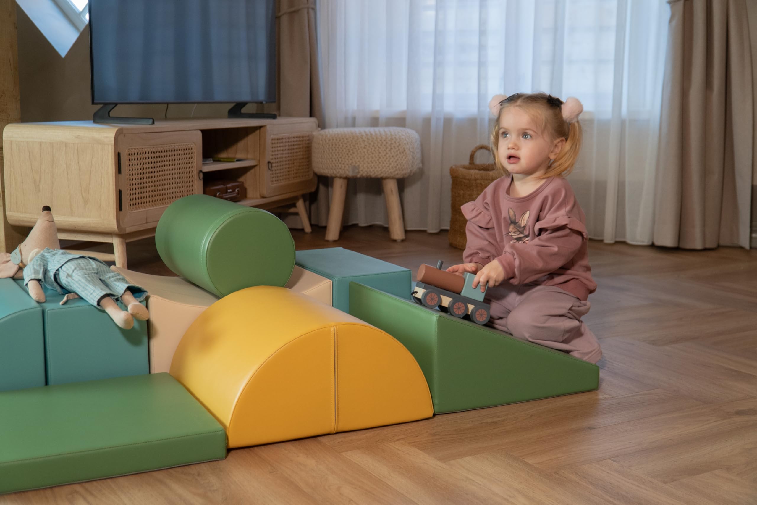 IGLU SOFT PLAY Adventurer 8-teiliges Kletterset (Pastel Sea) | Firm Step Schaumstoff | Veganes Leder | CE-zertifiziert | Fördert Klettern & Motorik | Leicht zu Reinigen | Leicht