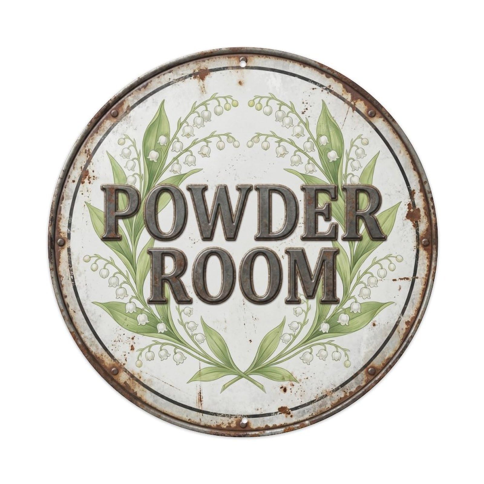 Floral Vintage Label Powder Room Lily Of The Valley Metal Tin Sign
