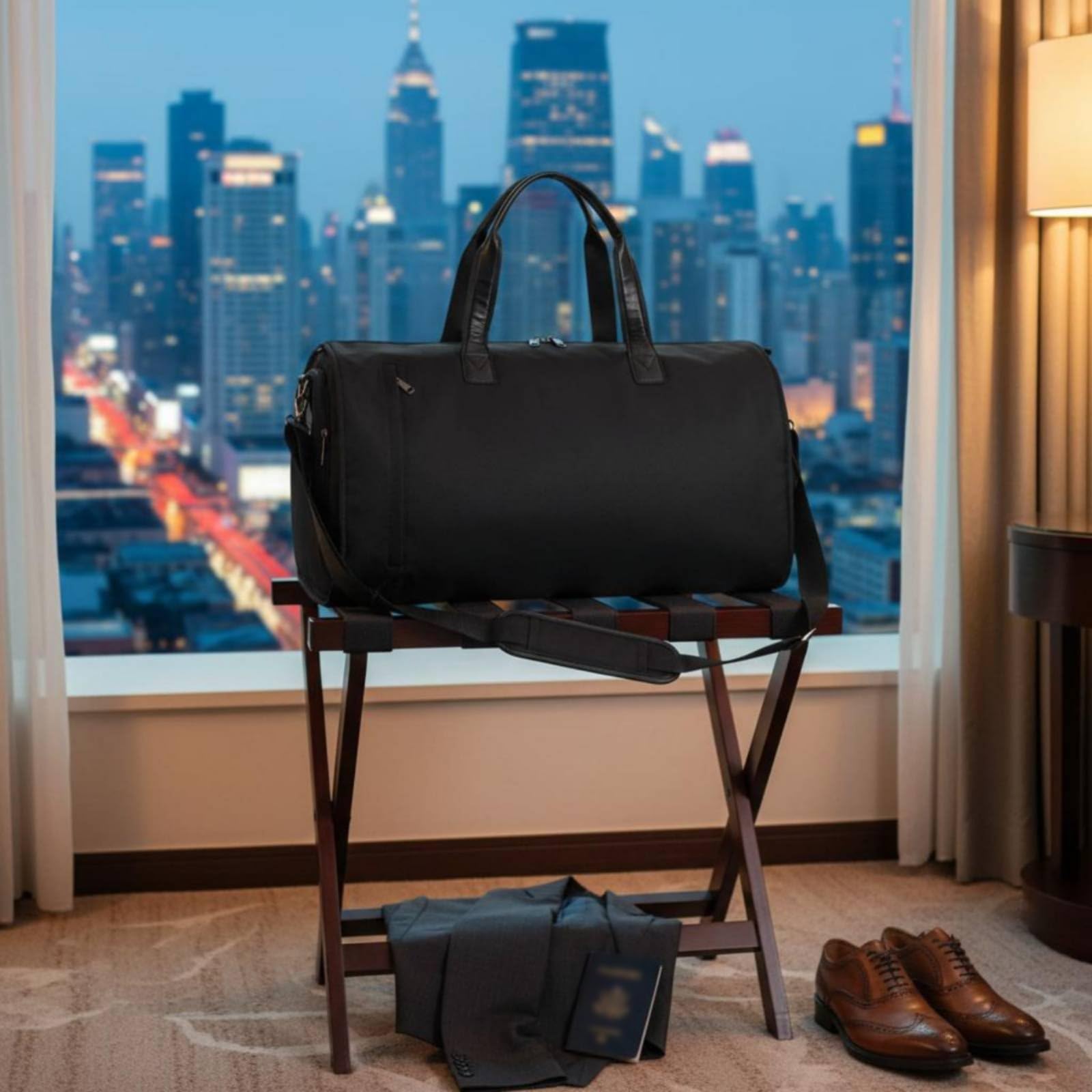 Borsa da Viaggio Borsone Valigia Portaabiti Sacca Trasporto con Scomparto Scarpe in Tessuto Impermeabile per Abiti Senza Pieghe Adatta a Uomini Week End, Tessuto Grigio