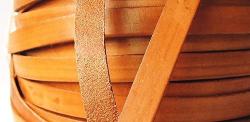 Miniatura 10 de Glory Qin Piel de vaca genuina de 5 yardas de 0.394 in x 0.079 in, cuero auténtico, 0.394 in de ancho, artesanía de cuero real para fabricación de