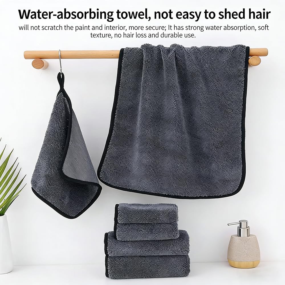 Lumeas Clean Serviette for Shower Car Detailing Kitchen and Window Cleaning Quick-Drying and Reusable Cleaning Towel (2, Gray, 40 * 40cm) — view 3