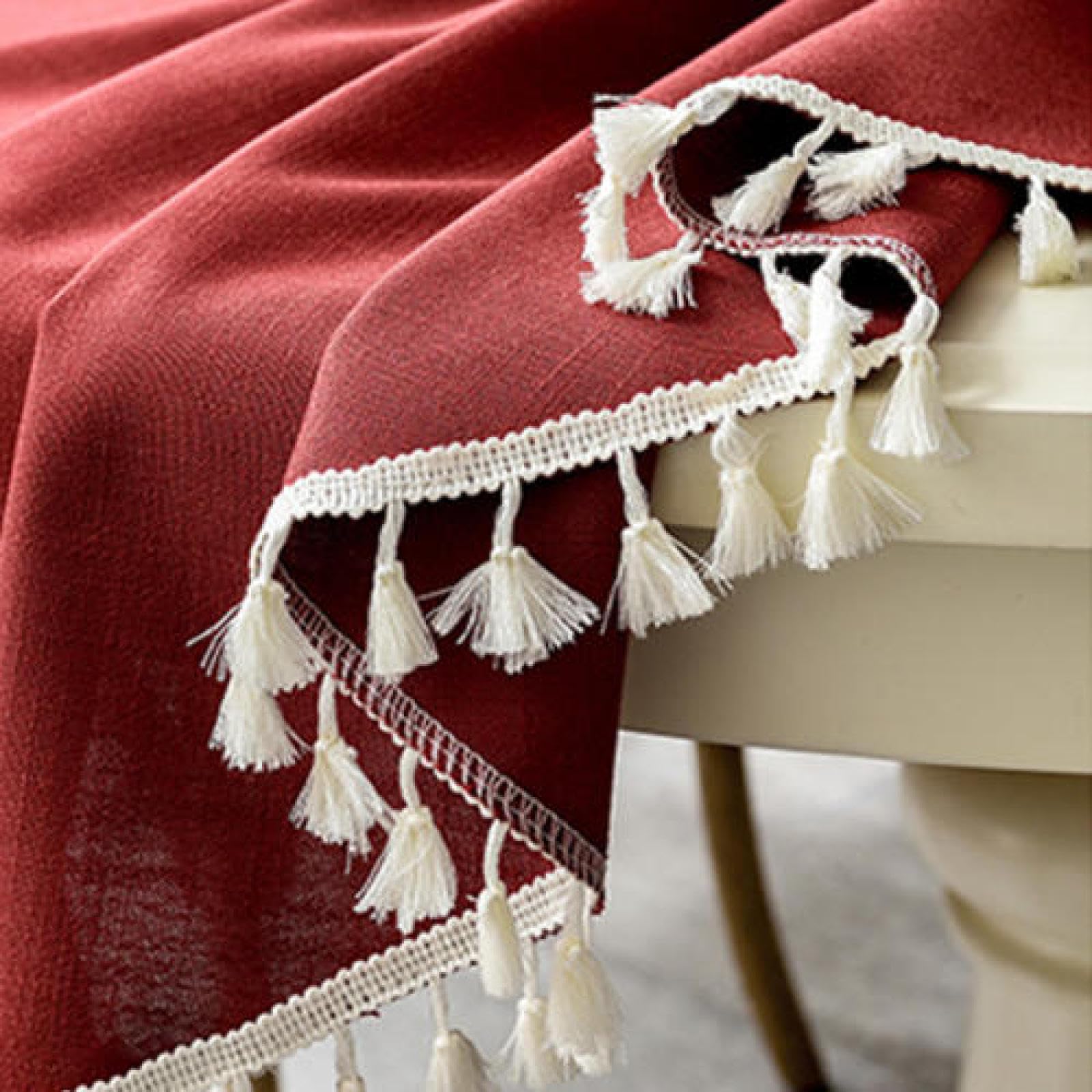 Tovaglia Da Tavolo Antifade Lino di Cotone Antimacchia con I Colori Chiari Non Sbiadisce Cerchio B Rosso diametro 200 cm