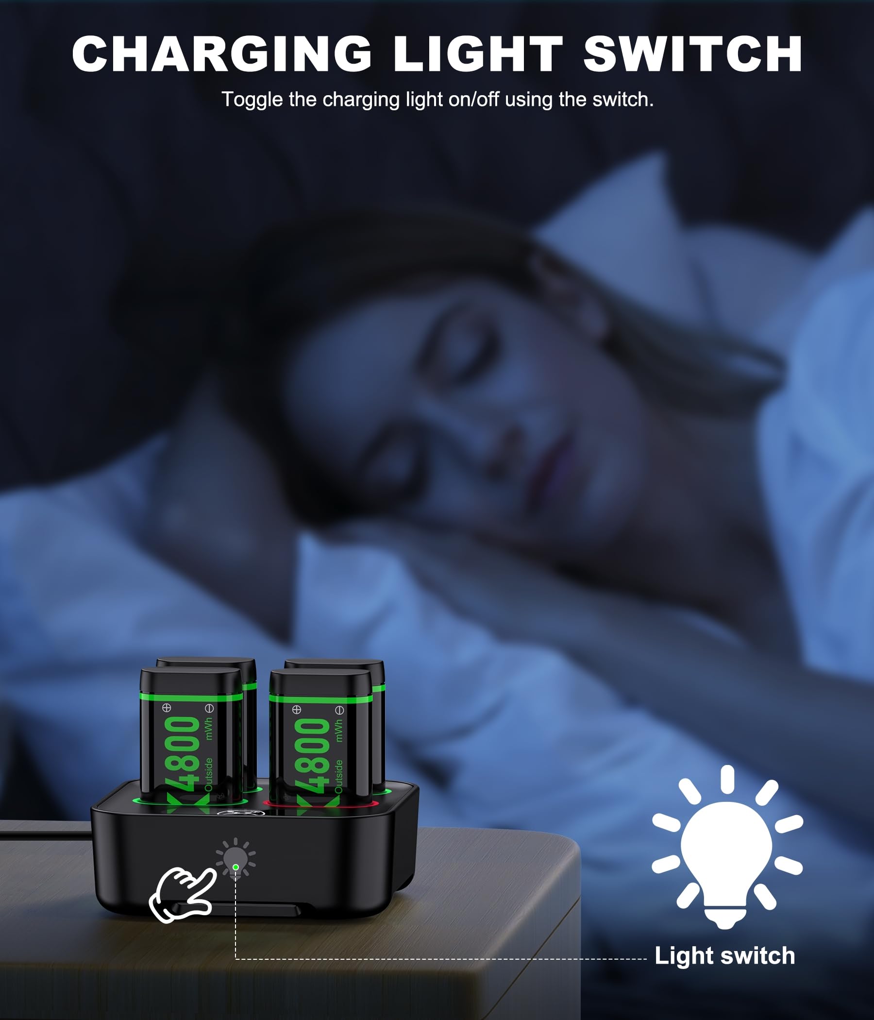 4 X 4800mWh Batteria Xbox Controller, Batteria Controller Xbox Ricaricabile Ricarica Rapida 2,5 Ore con Interfaccia Type-C per Xbox Series X/S/Xbox One/Xbox One S/X/Elite