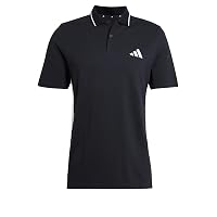 adidas Uomo Essential Three Stripes Pique Polo Shirt, Black/White