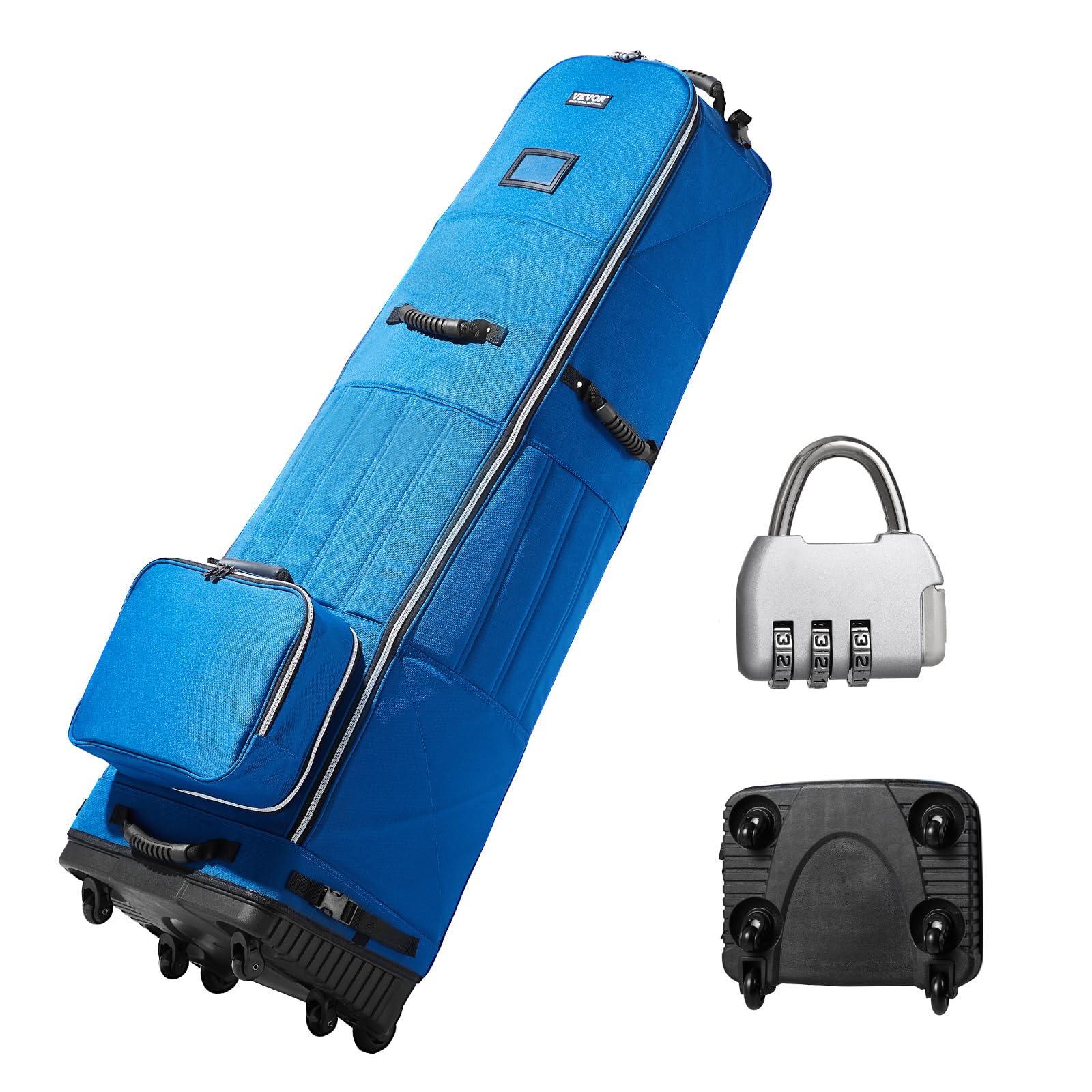 VEVOR Bolsa de Viaje Enrollable para Palos de Golf Bolsa de Carrito Portátil 6 Ruedas Impermeable Resistente al Desgaste 1200D Poliéster Oxford Bolsa de Almacenamiento para Palos de Golf, Azul