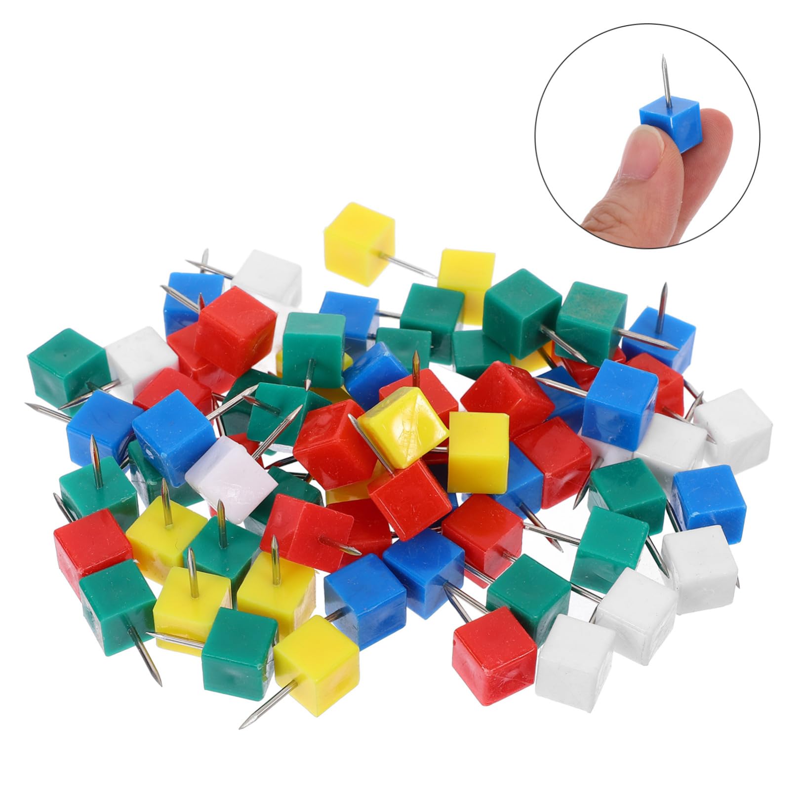 Angoily 300 Stück Bunte Quadratische Pushpins mit Kleinem Kopf Reißzwecken für Pinnwand Karte und Büro Praktische Stecknadeln mit Aufbewahrungsdose Farbenfrohe Markierungsnägel