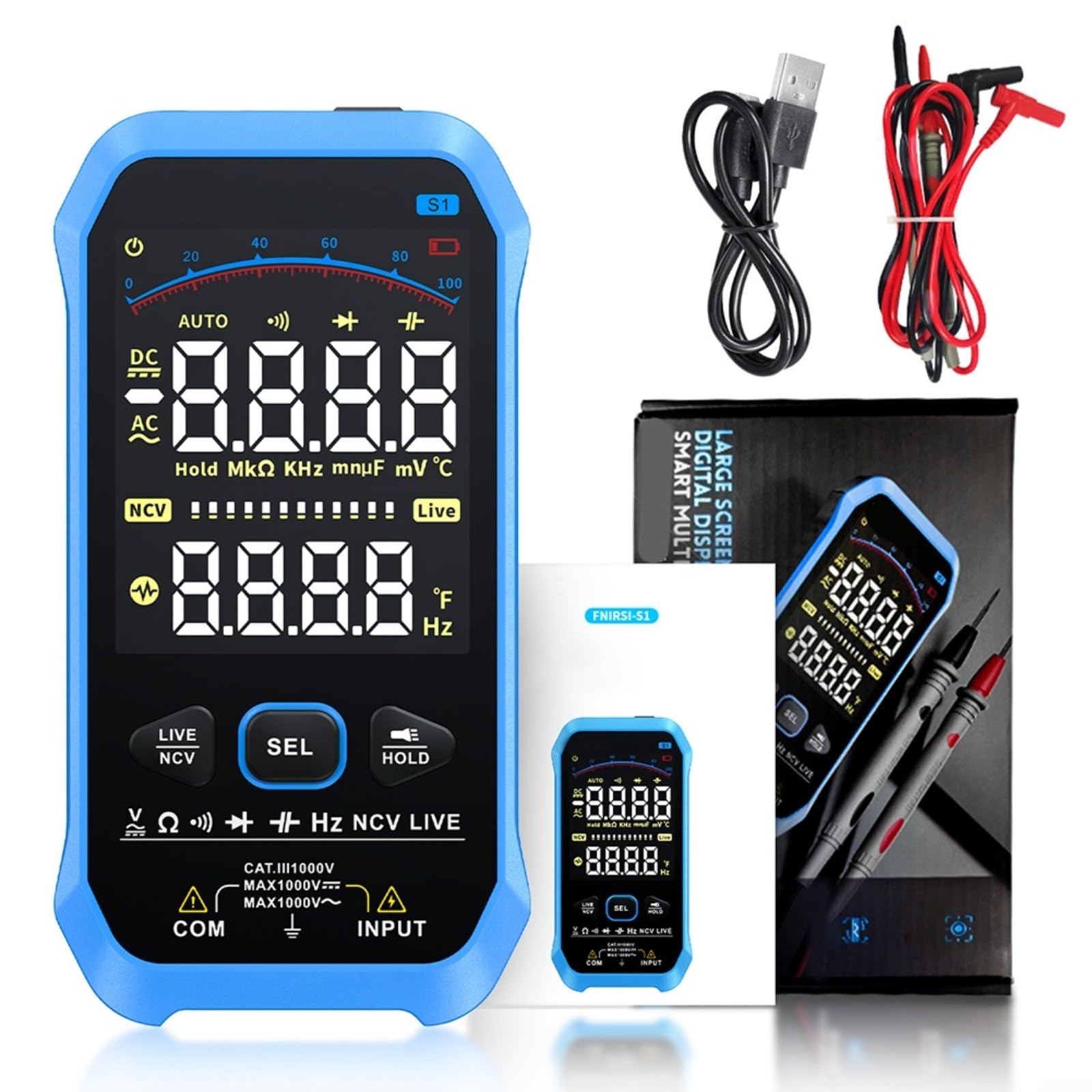 Digitalmultimeter Auto Range NCV 1000V Für Usb-c UTTASU