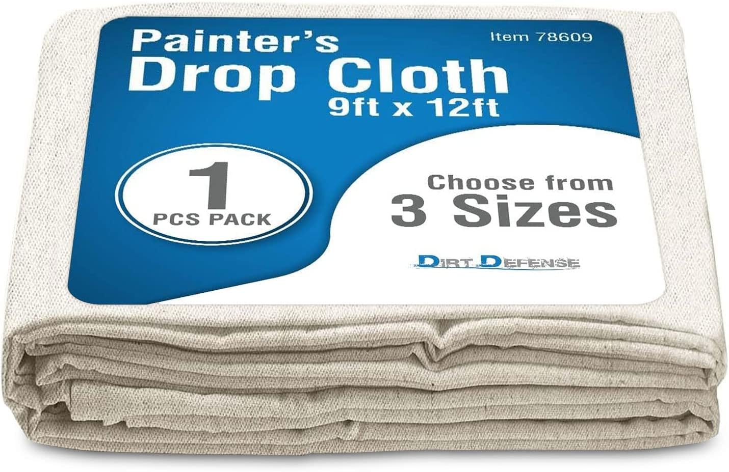 Dirt Defense Cotton & Heavy Canvas Drop Cloth 9ft x 12 ft