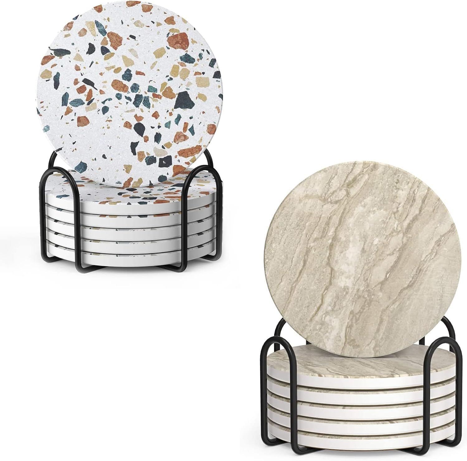 LIFVER Terrazzo Coasters for Drinks + LIFVER Sandstone Coasters for Coffee Table