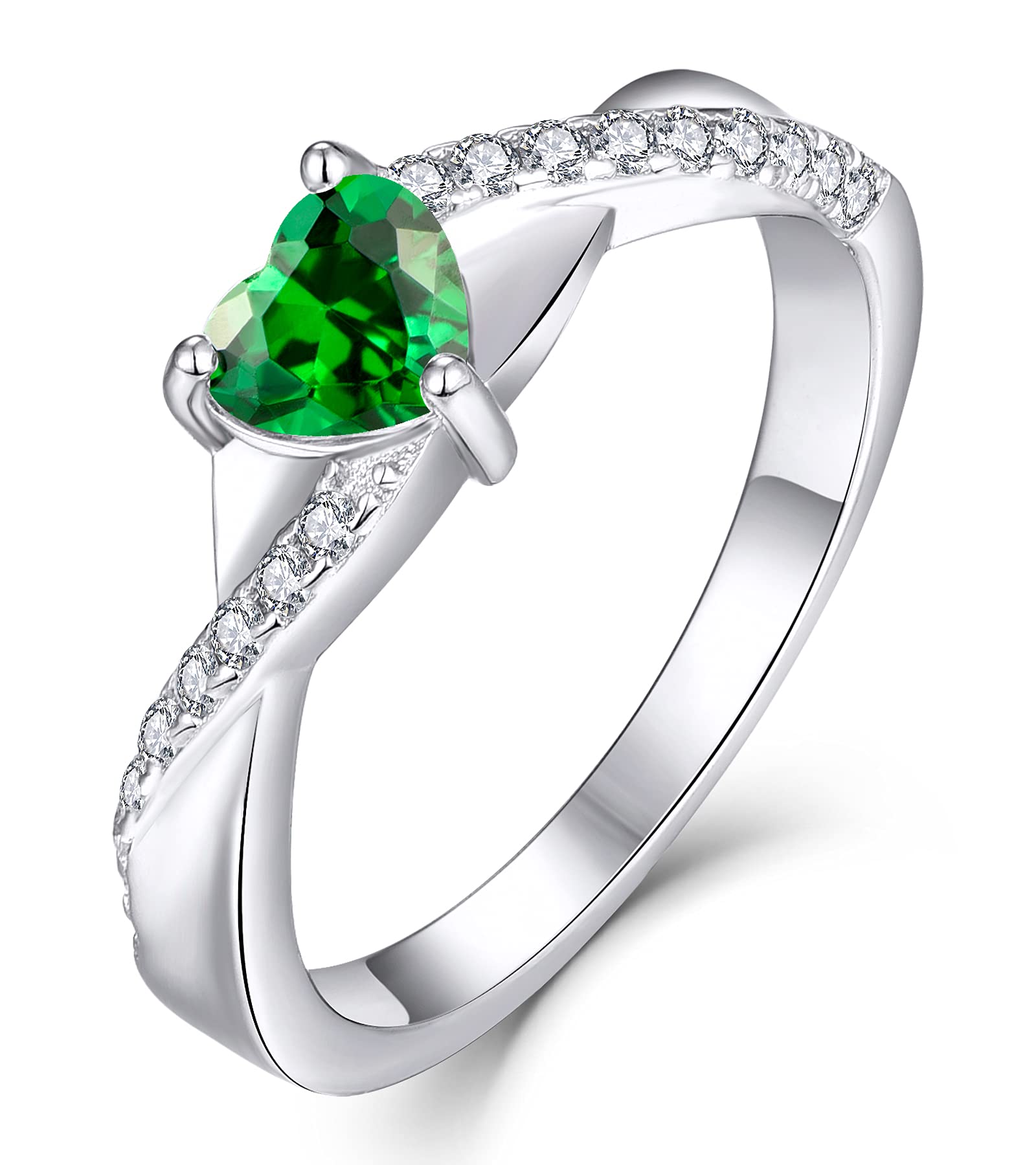 YL Anello di Fidanzamento Cuore Argento 925 con 12 Pietra Portafortuna Zirconia Cubica Anello Solitario Infinito anello Nuziale per Donna Sposa