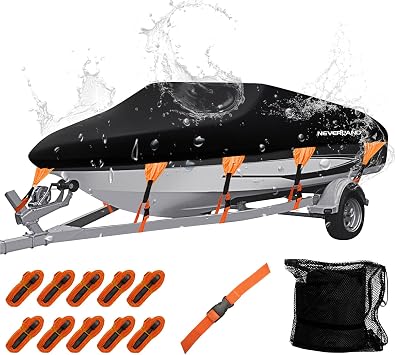 NEVERLAND Boat Cover 900D Waterproof Heavy Duty Bass Boat Cover 17-19 ft | 17ft-19ft Long X 102" Beam Width Bass Tracker Boat, Waterproof, 900D Heavy Duty, UV, Tear-Resistant Marine Grade Boat Tarp