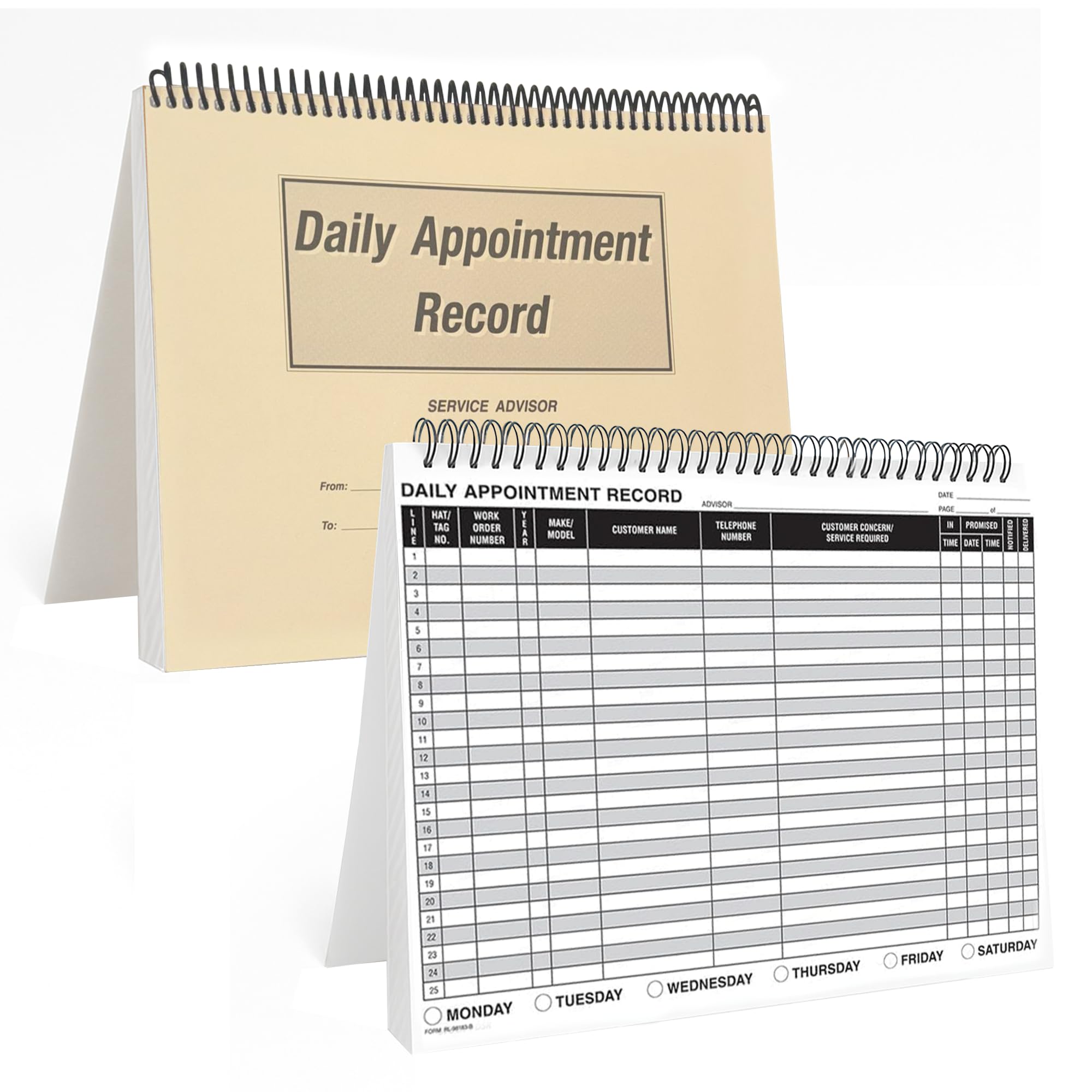 Daily Appointment Record Log Books – 8.5" × 11" Spiral Bound Planner – Durable 90# Paper Notebook for Auto Repair Shops, Mechanics, Service Advisors &