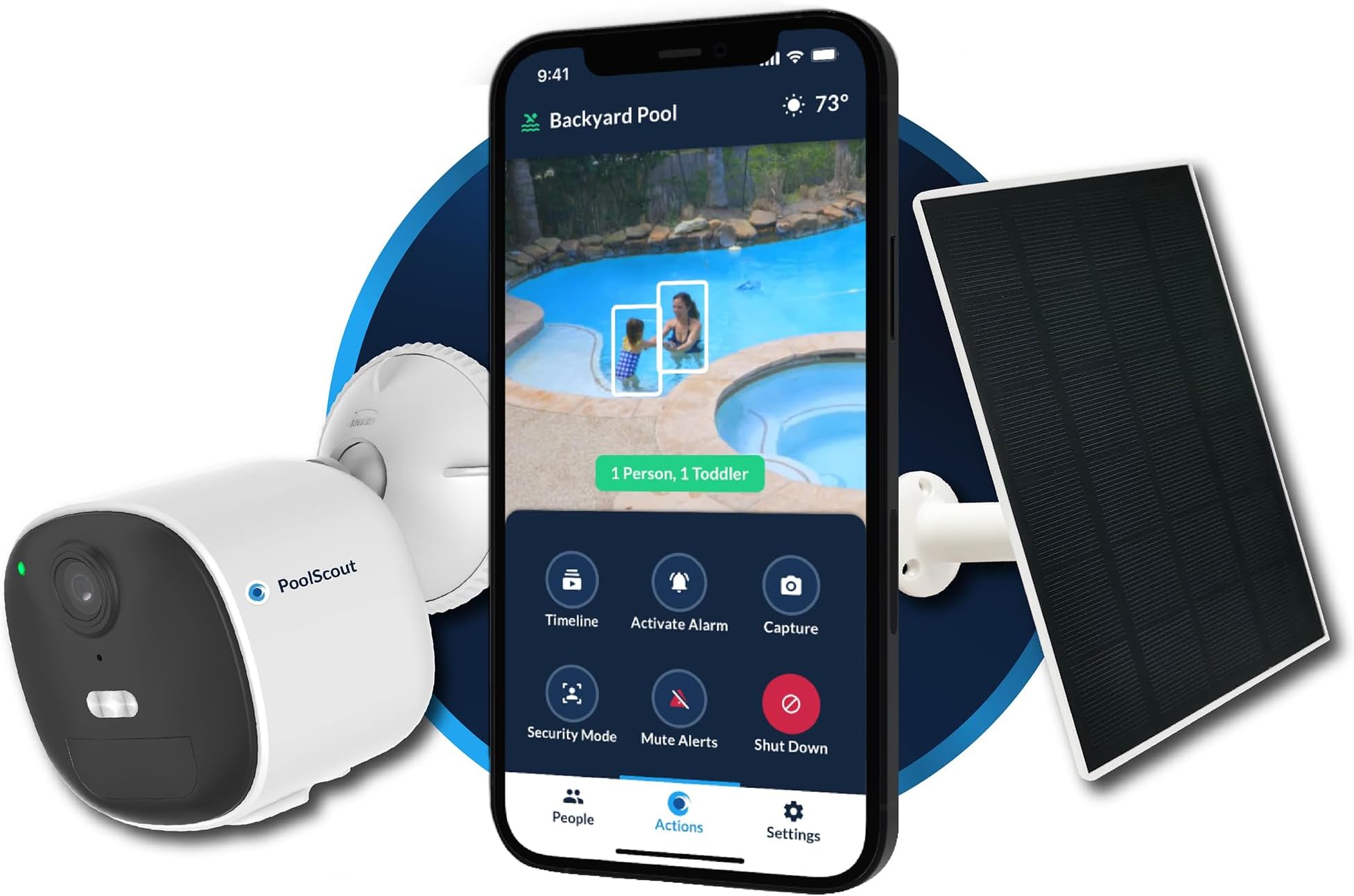 Wireless | Battery & Solar Kit - Pool Security Alarm System for Preventing Drowning of Toddlers & Pets in Your Swimming Pool (3 Months Premium Subscription Included)