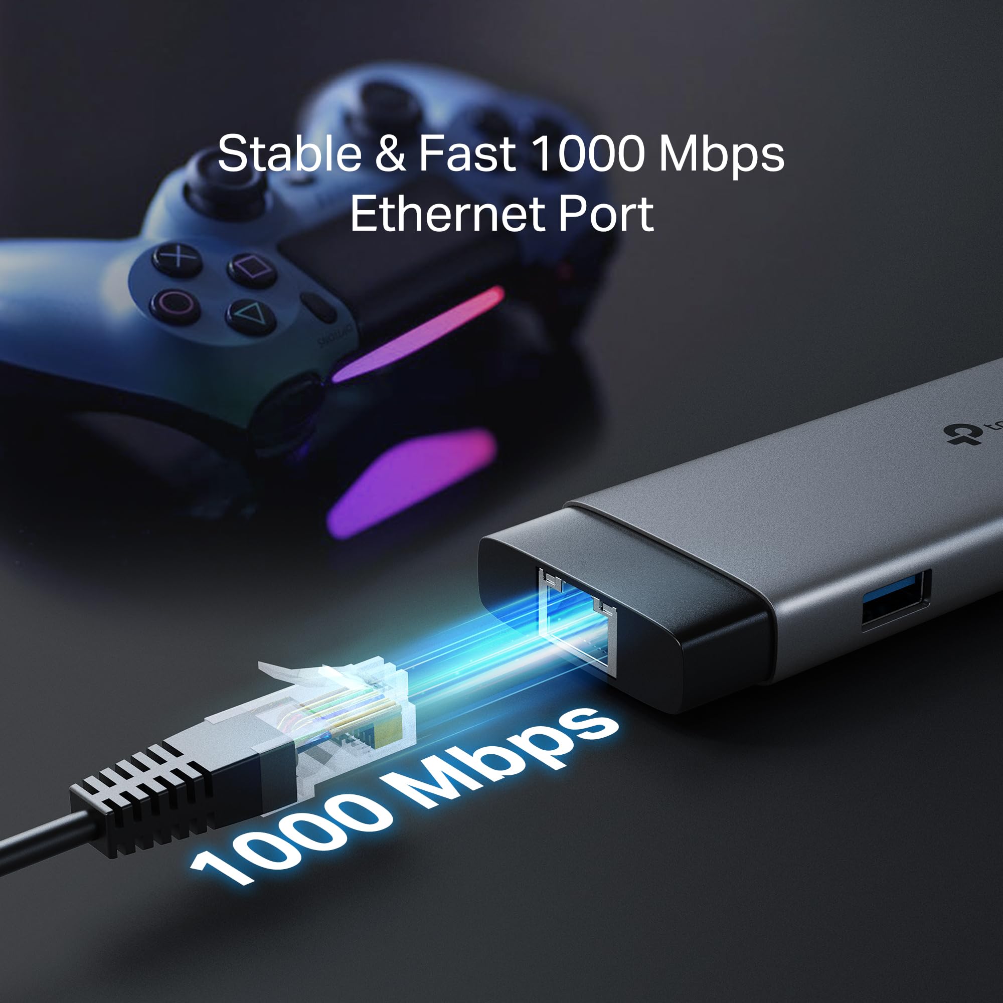 TP-Link Wieloportowy adapter USB C 9 w 1 UH9120C | 4K przy 60Hz HDMI, 1×1G Ethernet, SD i microSD, zasilanie 100 W, 1 x USB-C + 3 porty danych USB-A | Szybki rozdzielacz 5 Gb/s do MacBooka i nie tylko