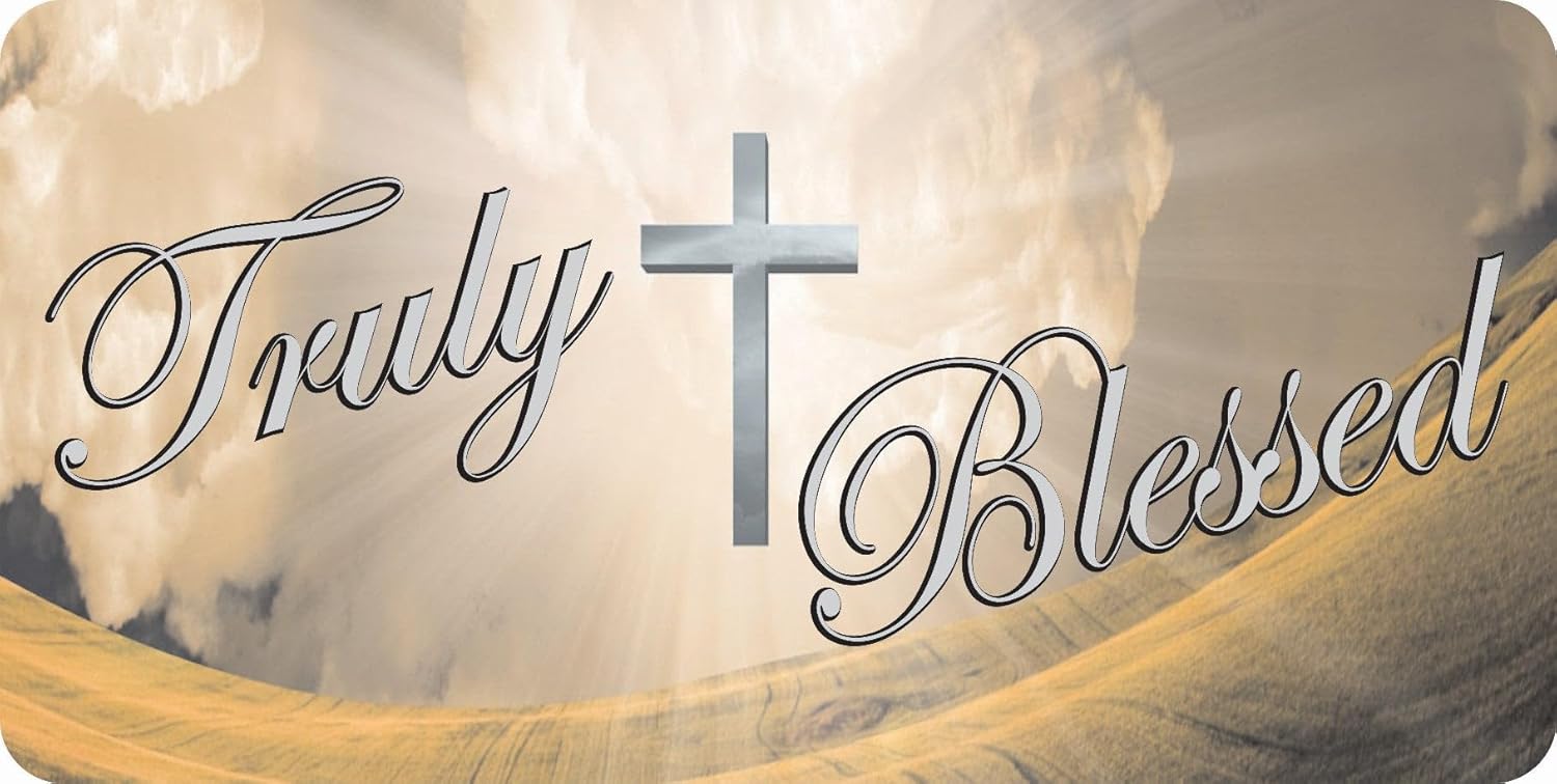 Truly Blessed Silver Cross Photo License Plate