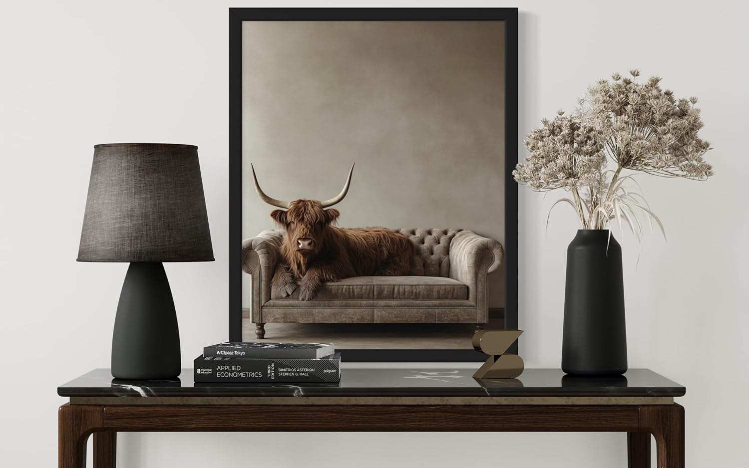 Highland Cow on Sofa Wall Art Print Poster, Animal Nautre Wildlife Photography Bedroom Bathroom Guest Room Decor 231B (Highland Cow, 20L" x 16W", Unframed)