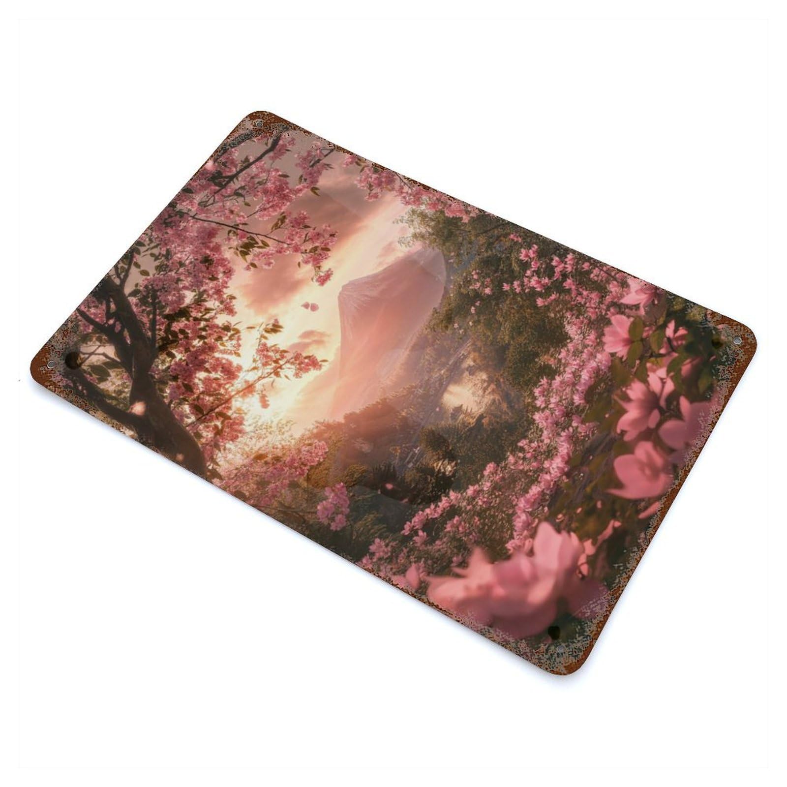 Japan Mount Fuji Sakura Retro Metal Sign 11.8"x7.9", Classic Wall Plaque for Garage, Pub Or Kitchen