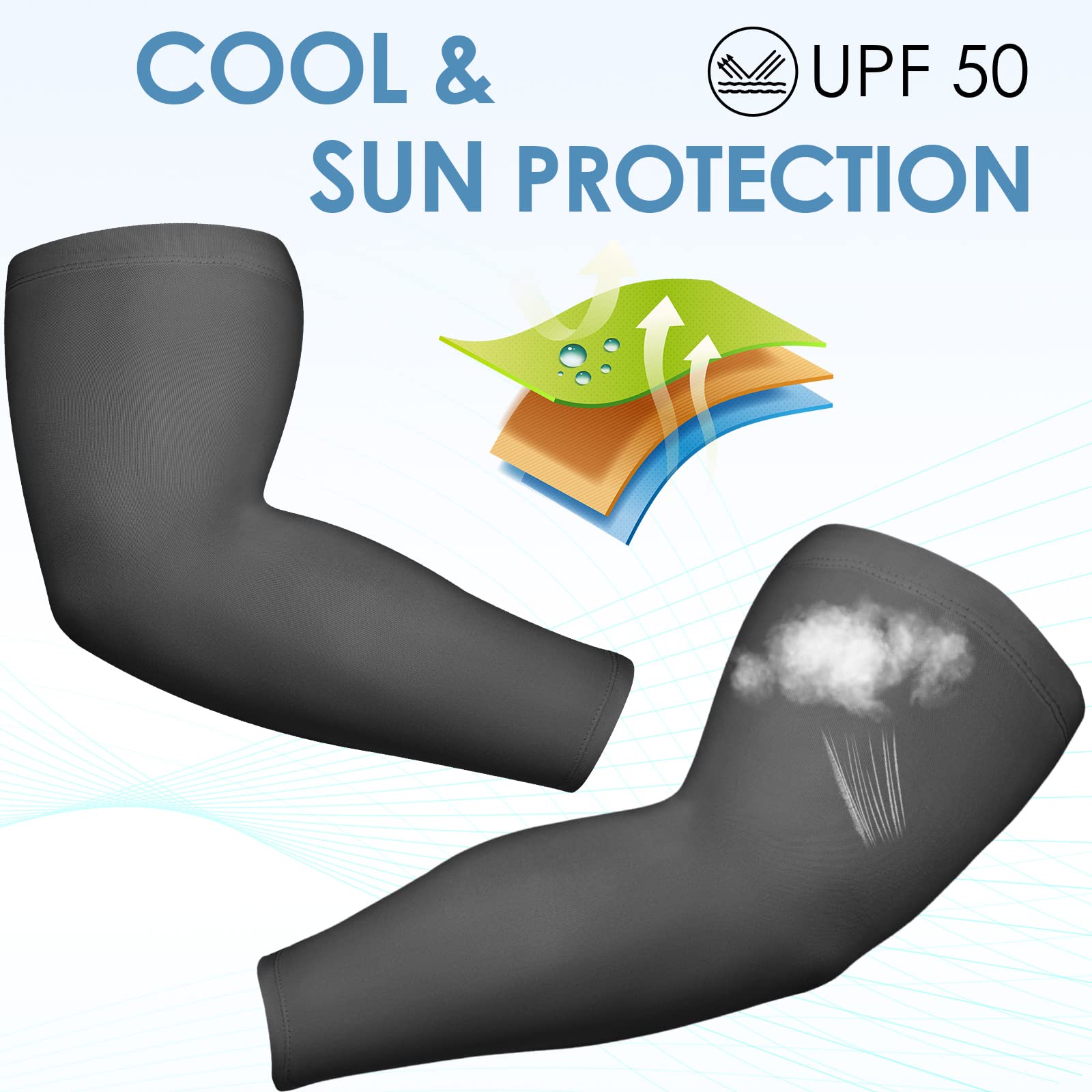 Chuarry 10 Paar mehrfarbige Übergrößen-Armstulpen, kühlend, UV-Sonnenschutz, Eisseide, rutschfest, Übergröße, Tattoo-Abdeckungen für Damen und Herren, große Arme, Outdoor-Sport, Laufen, Fußball, Golf