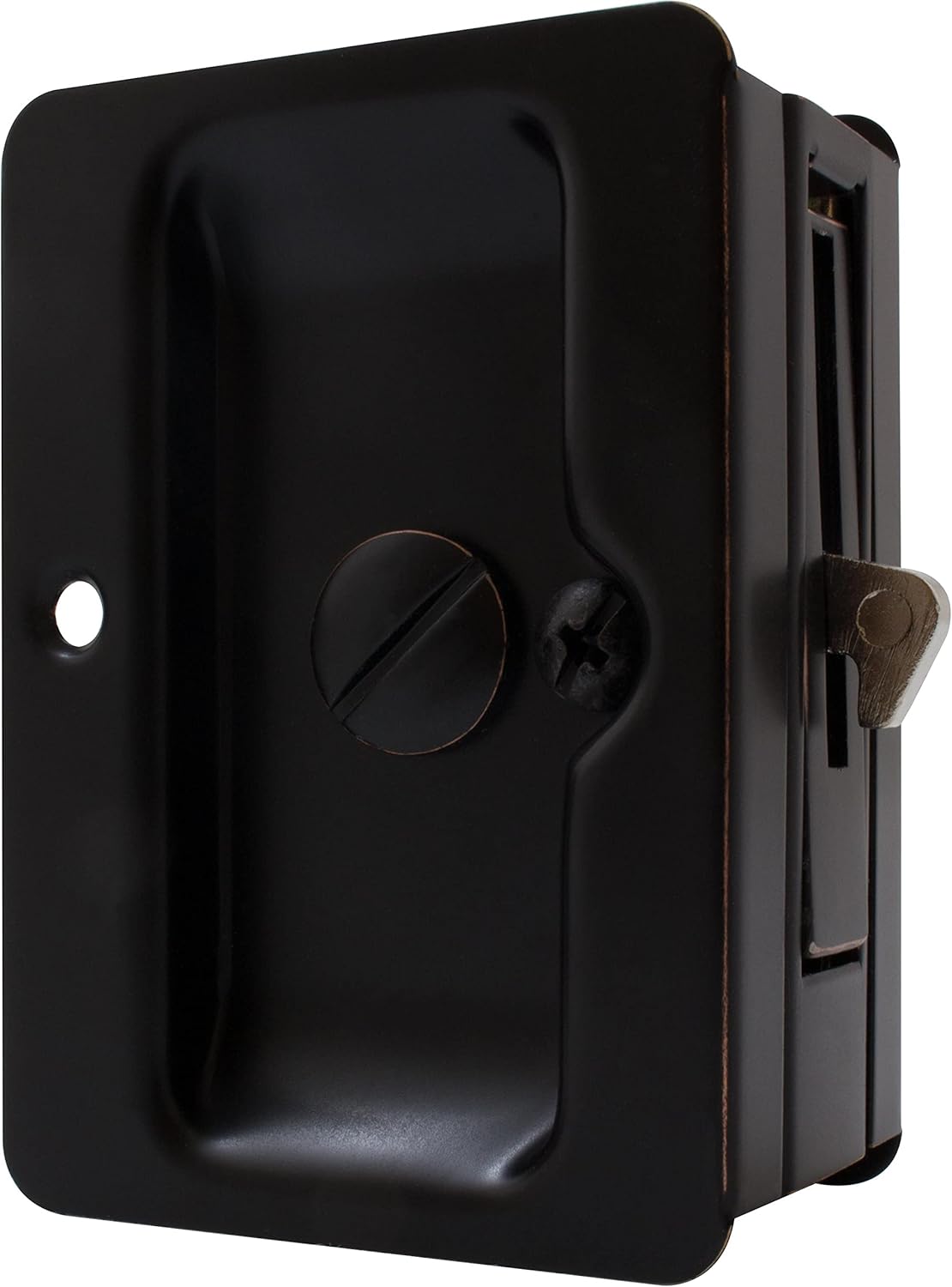 Tall Square Pocket Door Lock, Privacy (Bed/Bath) Latch, Satin Nickel by Stone Harbor Hardware