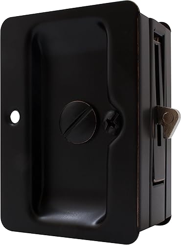 Cerradura de puerta de bolsillo cuadrado alto, pestillo de privacidad (camabaño), níquel satinado por Stone Harbor Hardware