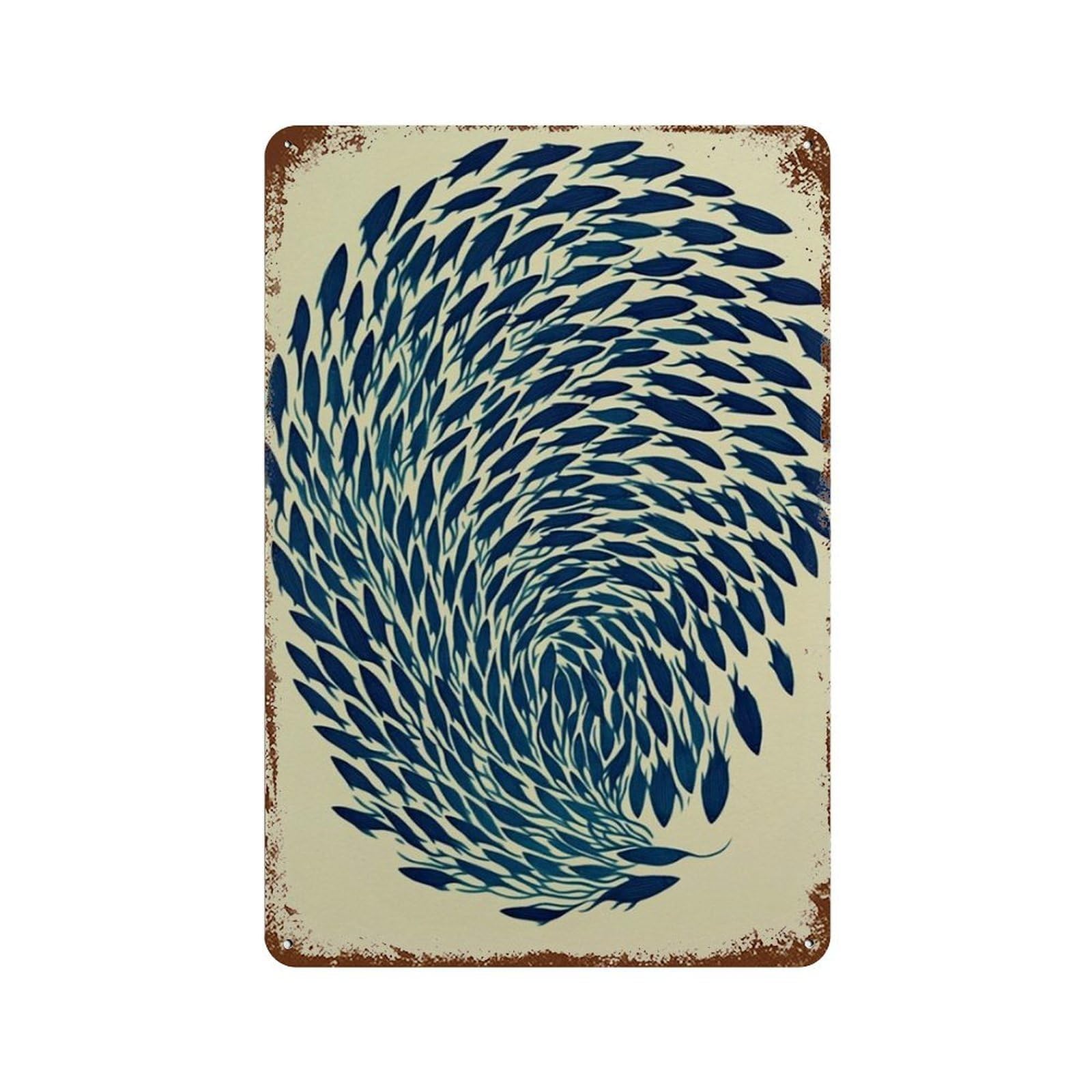 xiaoxiaoshen Seaweed Fish Coastal Ocean Nature Minimal Marine Work Beach House Wall Decor Art Metal Tin Poster Modern Home Decor Art Home Bar Shop Decorations Vintage Sign 30x20cm