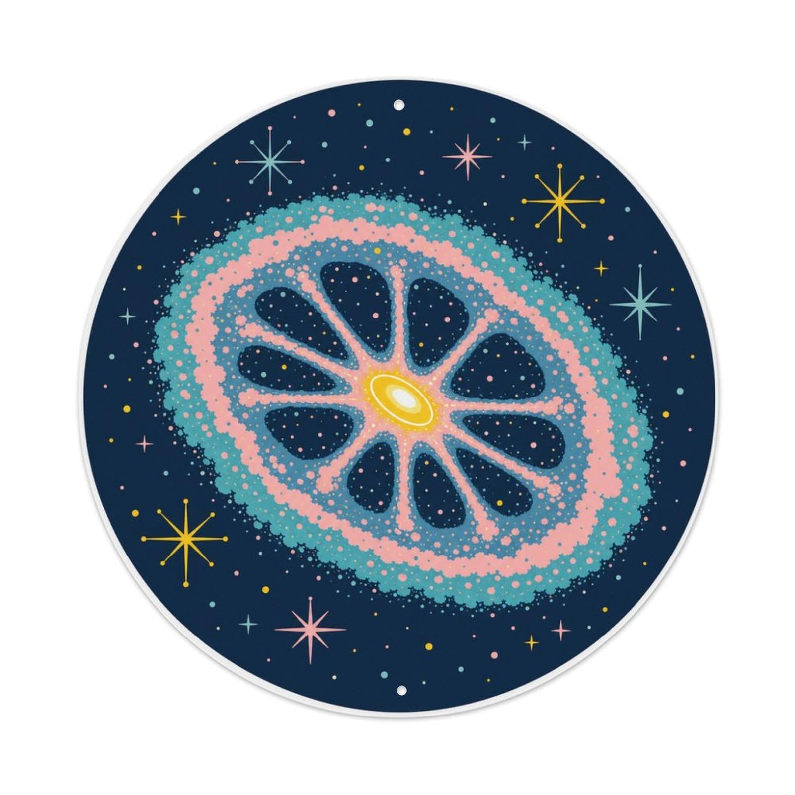 Okngb Style Scientific Cartwheel Galaxy Astronomy Chart Stellar Metal Tin Sign Plaque Wall Decor For Cafe, Man Cave, Club Bar, Office, Home Garden Round Metal Poster 8X8inch
