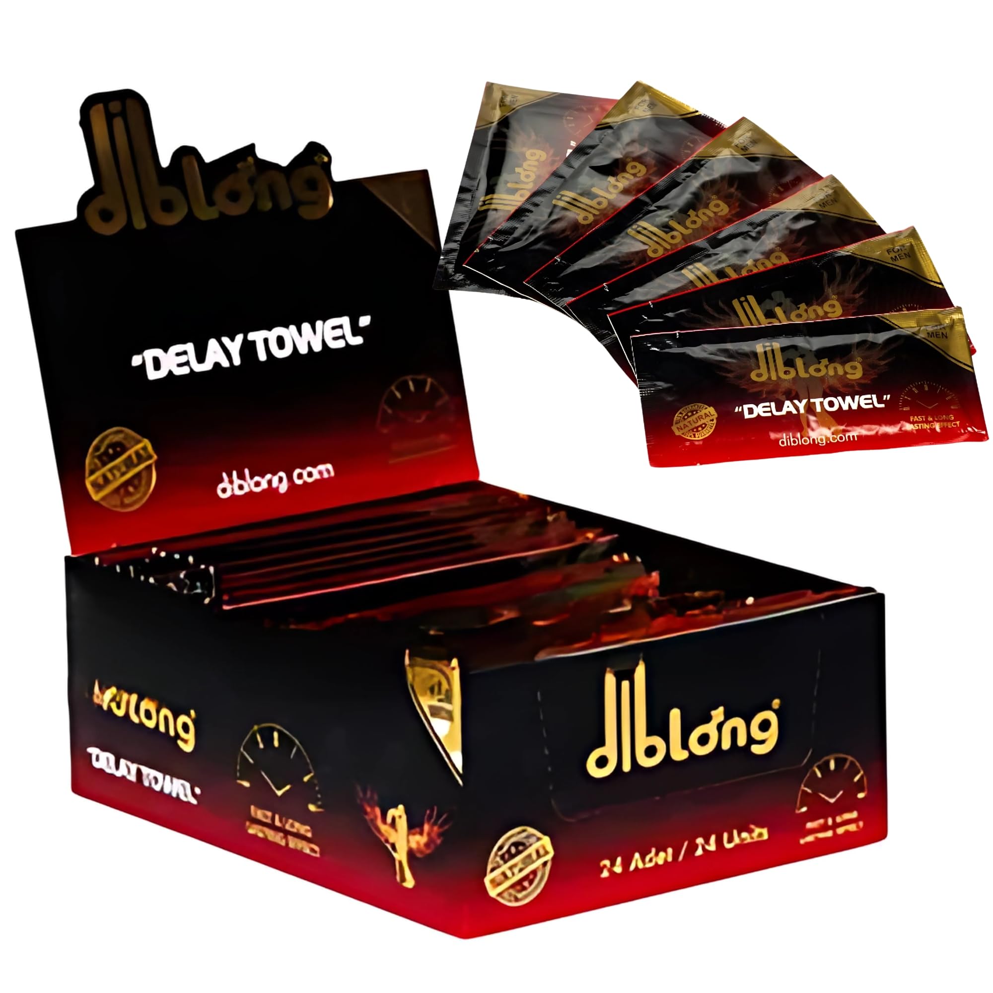 Diblong Afrodisiaco Premium Delay Towel (1 Confezione, 24 Salviette) – Erboristiche con Ginseng, Guaranà e Oli Naturali – Salviette Intime Senza Alcol – Formato Bustina Discreta – Prodotto in Turchia