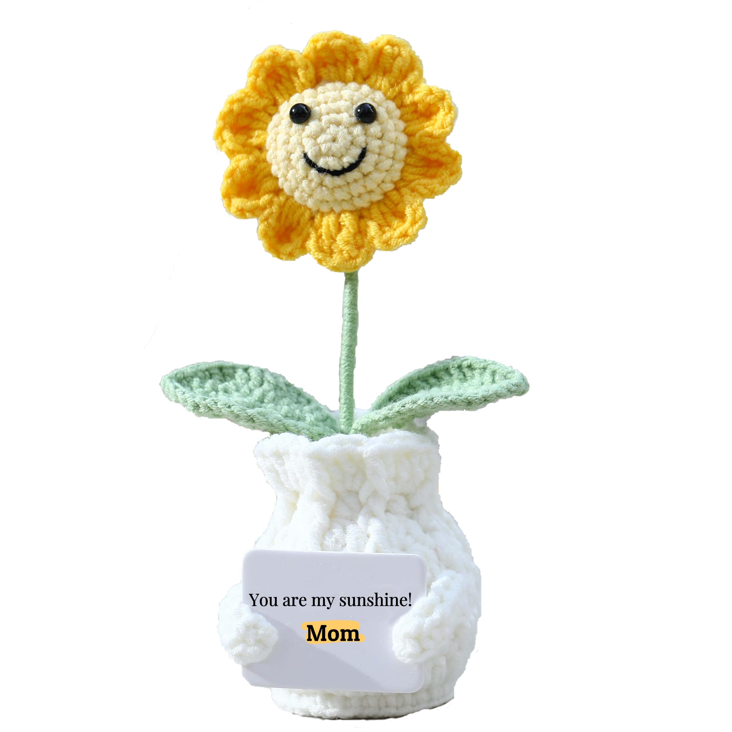 Valentines Day Gift for Mom Crochet Sunflower – You are My Sunshine! Mom! Crochet Gift from Daughter Son Kid - Handmade Knitted Sunflower Pot for Women, Appreciation Gifts Crochet Plant