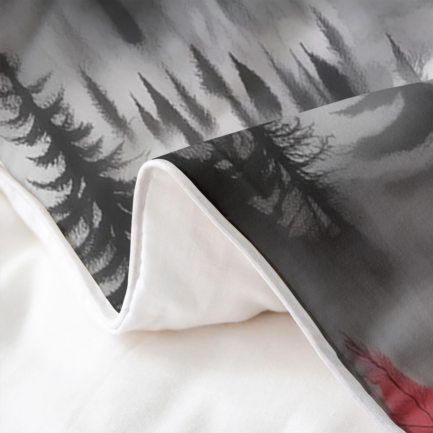 jejeloiu Woodland Forest Tree Bedding Set Twin Size Kids Botanical Maple Red Comforter Cover Ombre Nature Landscape 100% Cotton Duvet Cover Breathable Soft Lightweight，No Comfoter