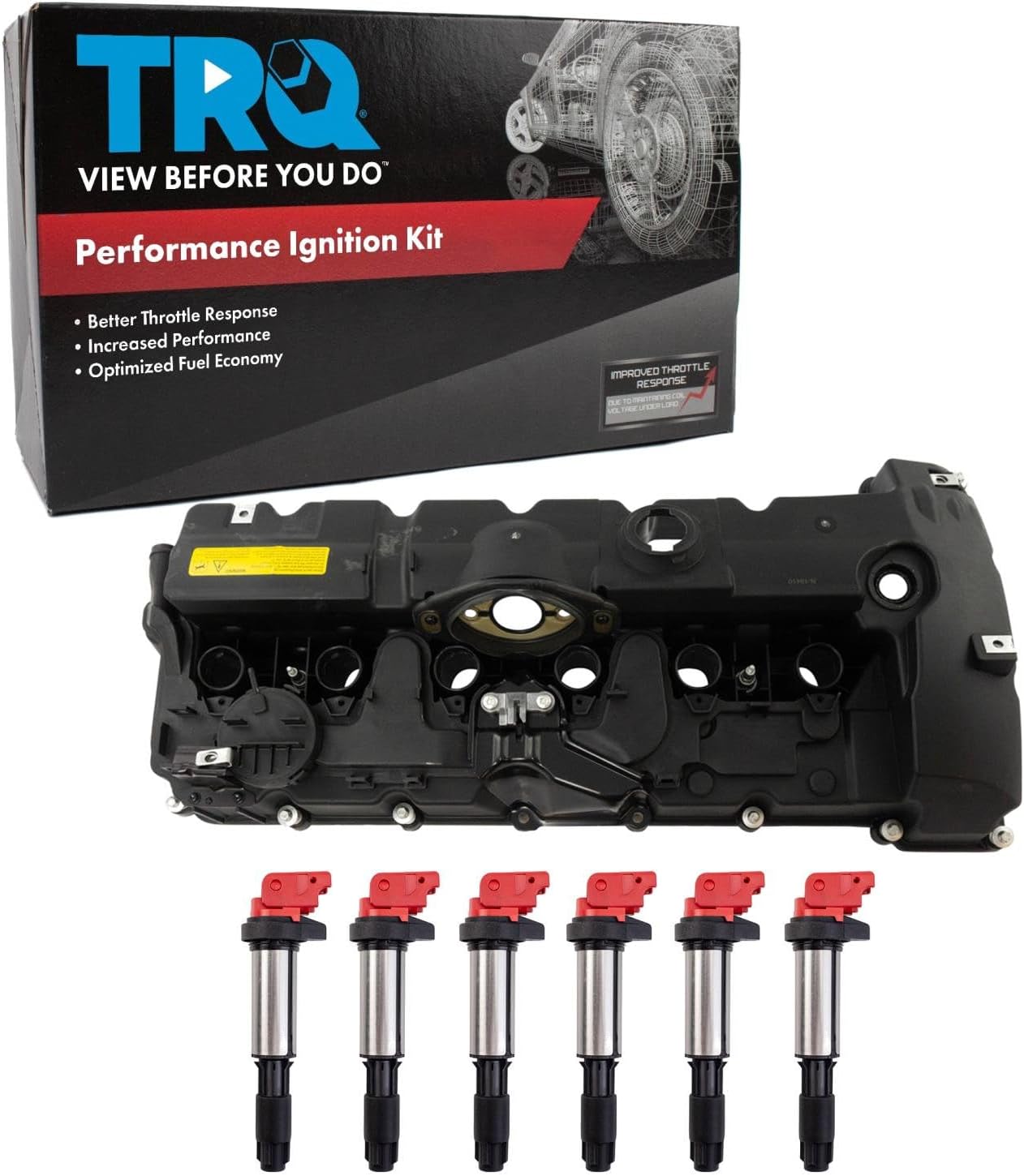 TRQ Ignition Coil Kit 7 Piece Valve Cover Compatible with 2008-2013 BMW 128i 2009-2012 328xi 2007-2008 328xi 2009-2010 528xi 2008 528xi 2007 530i 2007-2012 X3 2007-2010 X5