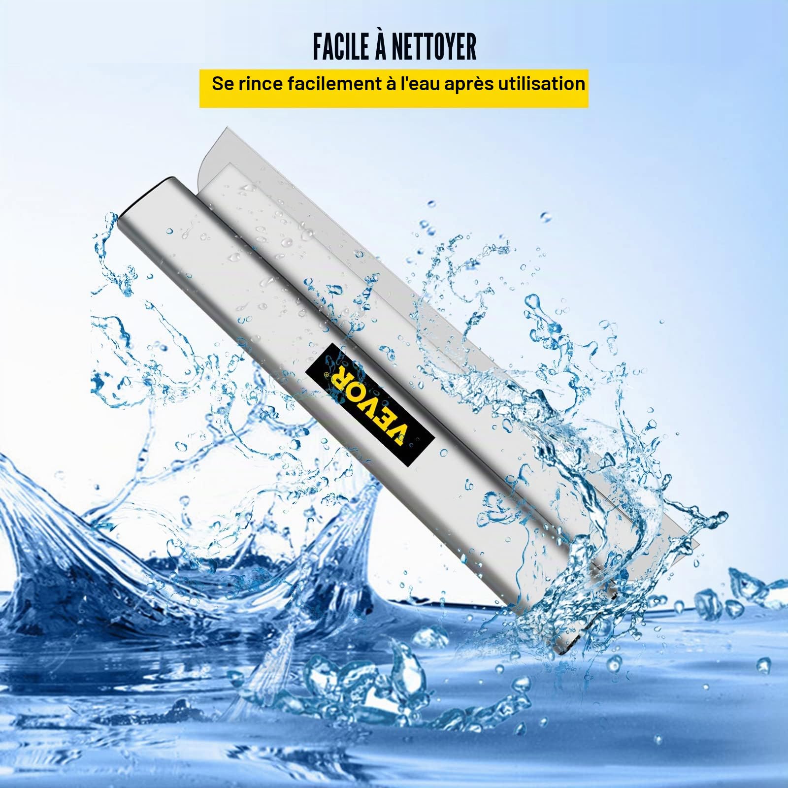 VEVOR Lame d'Écumage Lame à Lisser 60 cm Lame de Spatule pour Cloisons Sèches, Spatule de Lissage Peinture Finition Plâtrage Couteau Enduit Acier Inoxydable Outil pour Appliquer Lisser Plâtre de Gypse