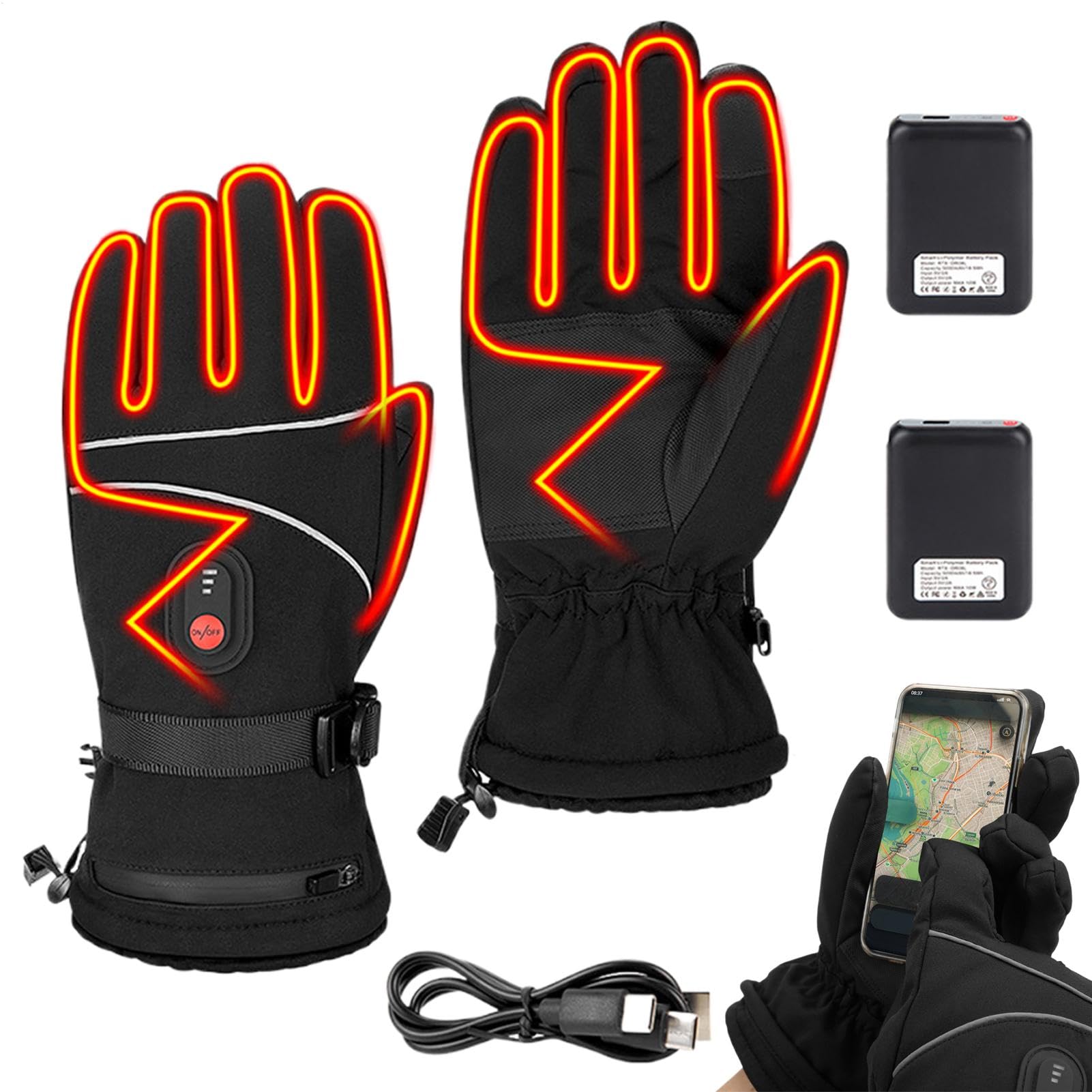 Guanti Riscaldati Outdoor Comfortevoli, Antivento, e Termici, per Clima | riscaldamento per campeggio, corsa, ciclismo ed escursionismo in condizioni climatiche fredde