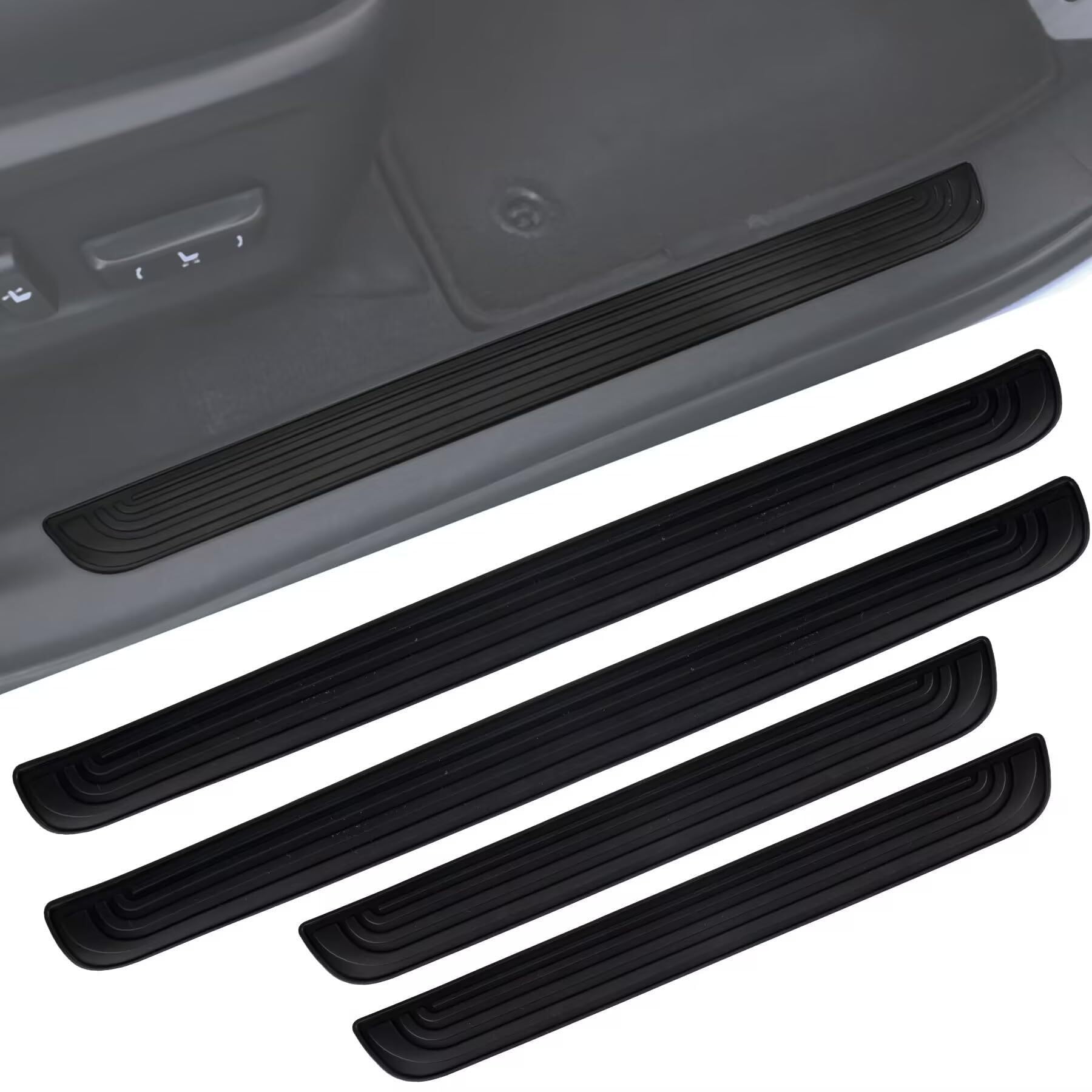 LQAHDBTO 4 Pcs Door Sill Protector for Cupra Terramar 2024 2025, Rubber Front/Rear Door Sill Scuff Plate Guard Car Door Edge Protectors,A